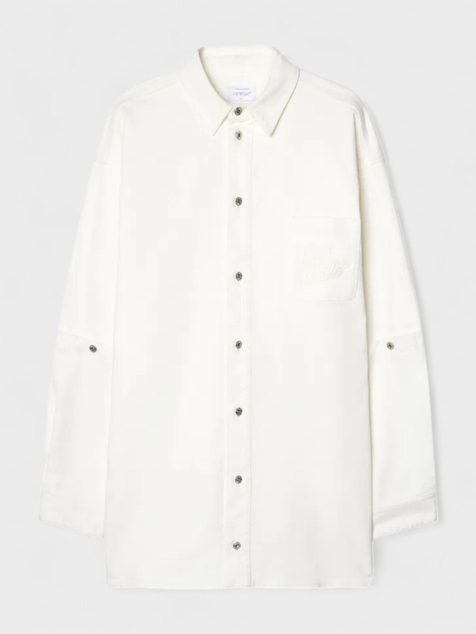 Off - White 90's Logo Denim Button Overshirt White - Supplied FashionOff - White