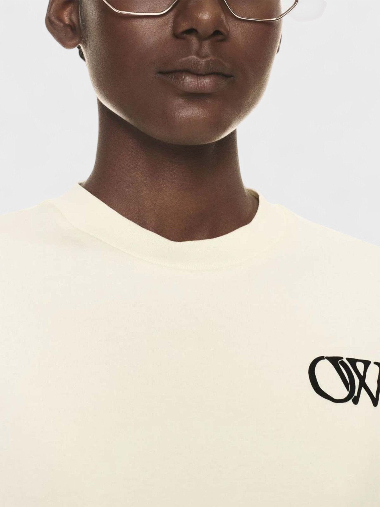 Off - White Basic Tee Beige Black - Supplied FashionOff - White