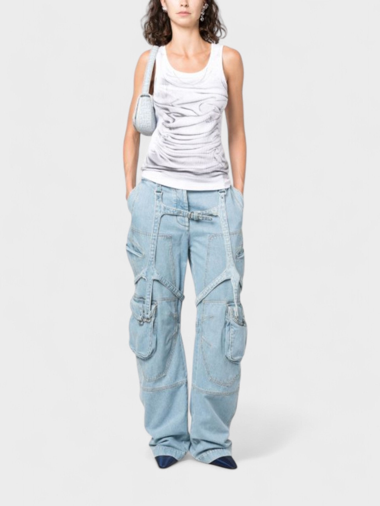 Off - White Bleach Cargo Pocket Over Pant Light Denim - Supplied FashionOff White