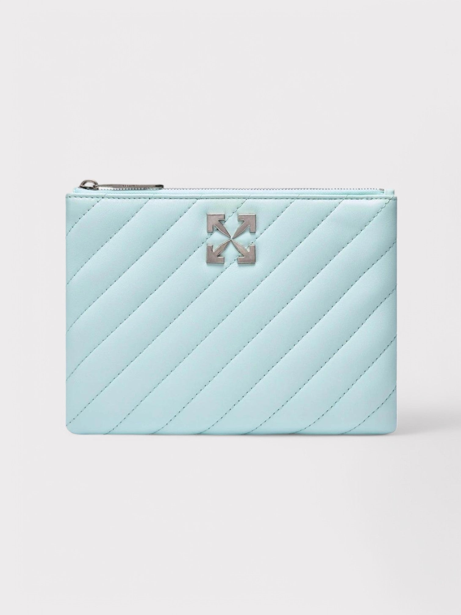 Off White Blue Jackhammer Flat Pouch Leather Bag - Supplied FashionOff White