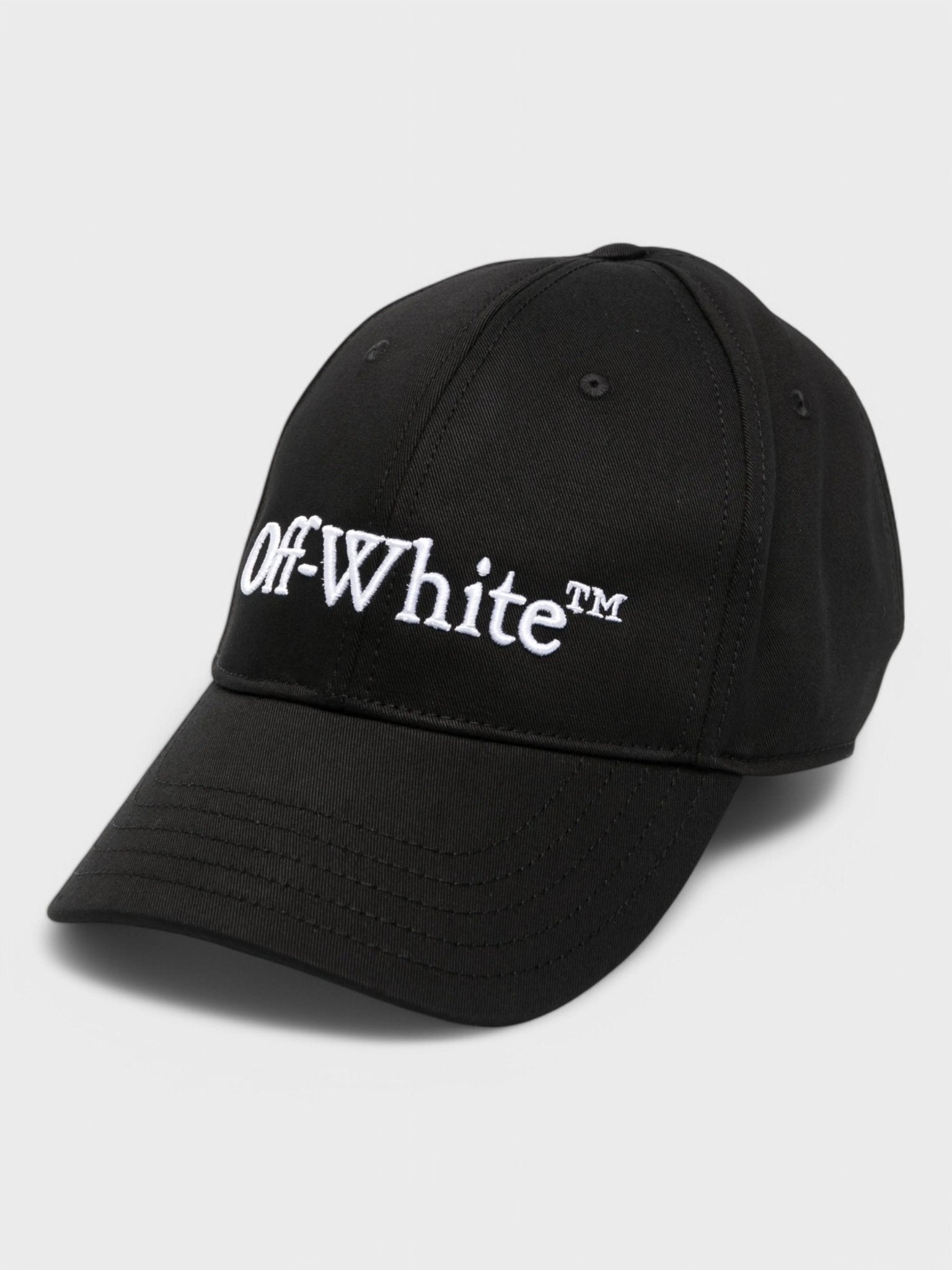 Off - White Bookish Logo Embroidered Obaseball Velcro Strapback Cap Black/White - Supplied FashionOFF WHITE