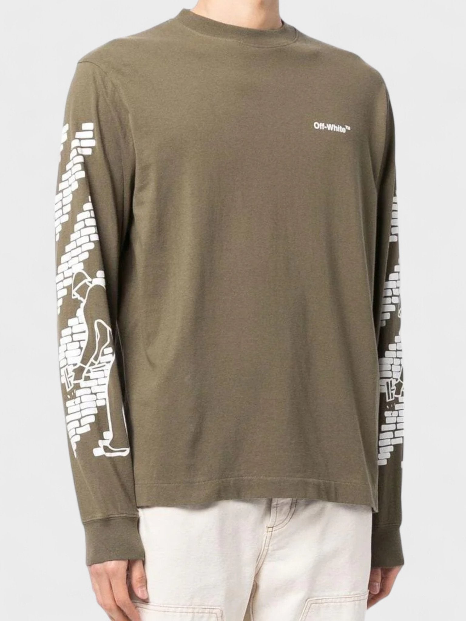 Off - White Bricks Arrow Long Sleeve T Shirt Army Green - Supplied FashionOff - White