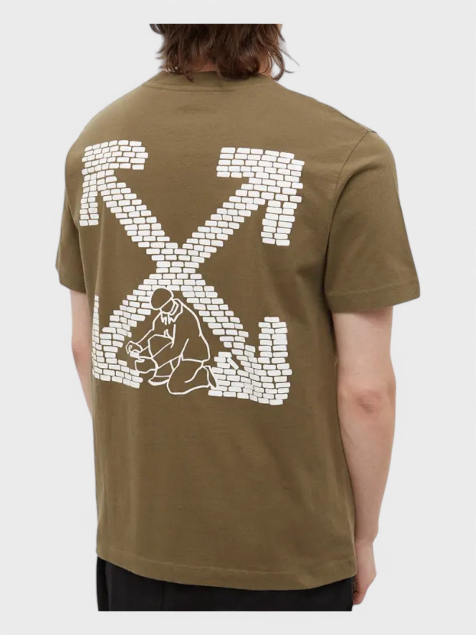 Off - White Bricks Arrow Slim S/S Tee Army Green - Supplied FashionOFF WHITE