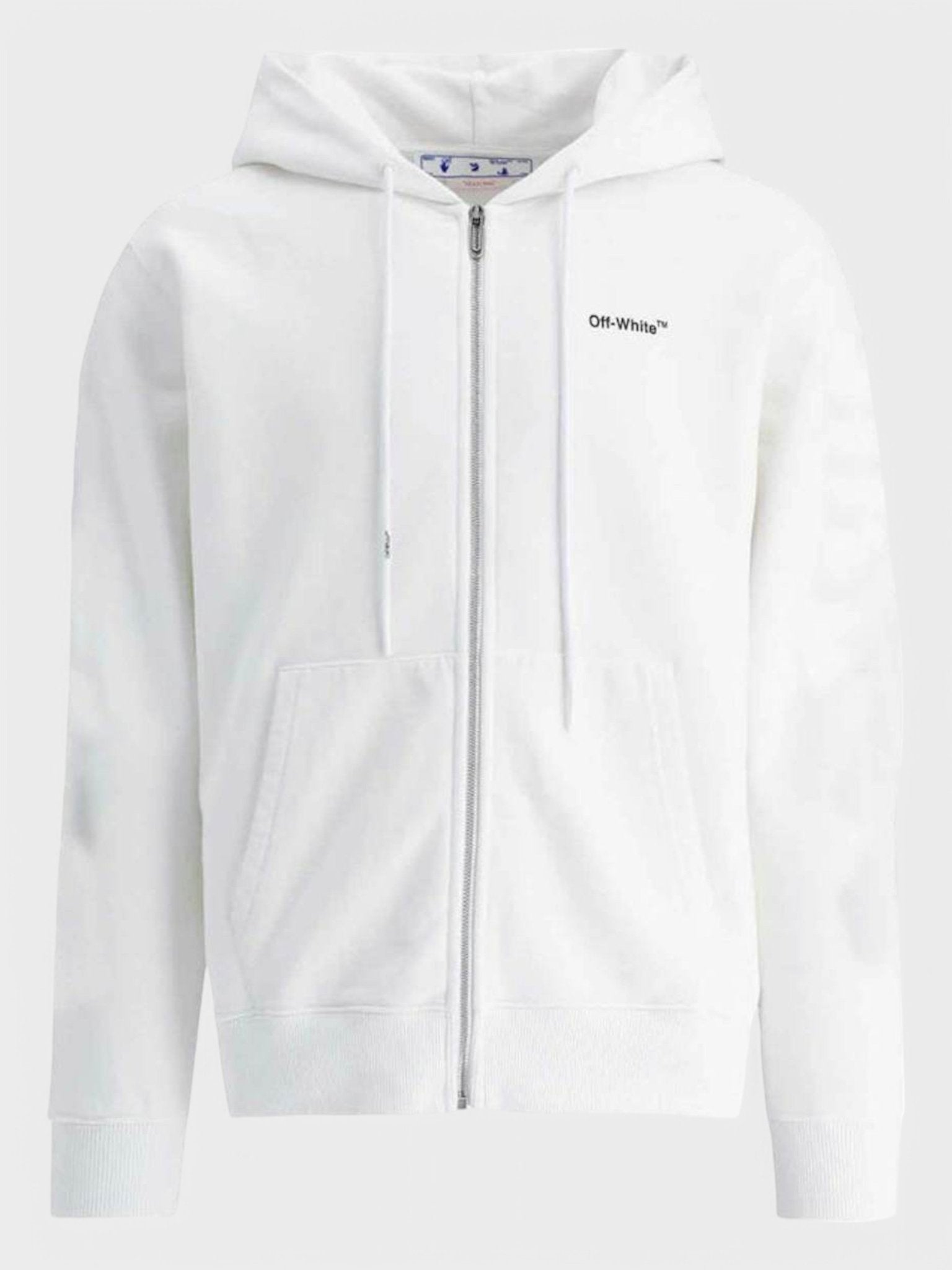 Off - White Caravag Arrow Slim Zip Hoodie White - Supplied FashionOFF WHITE