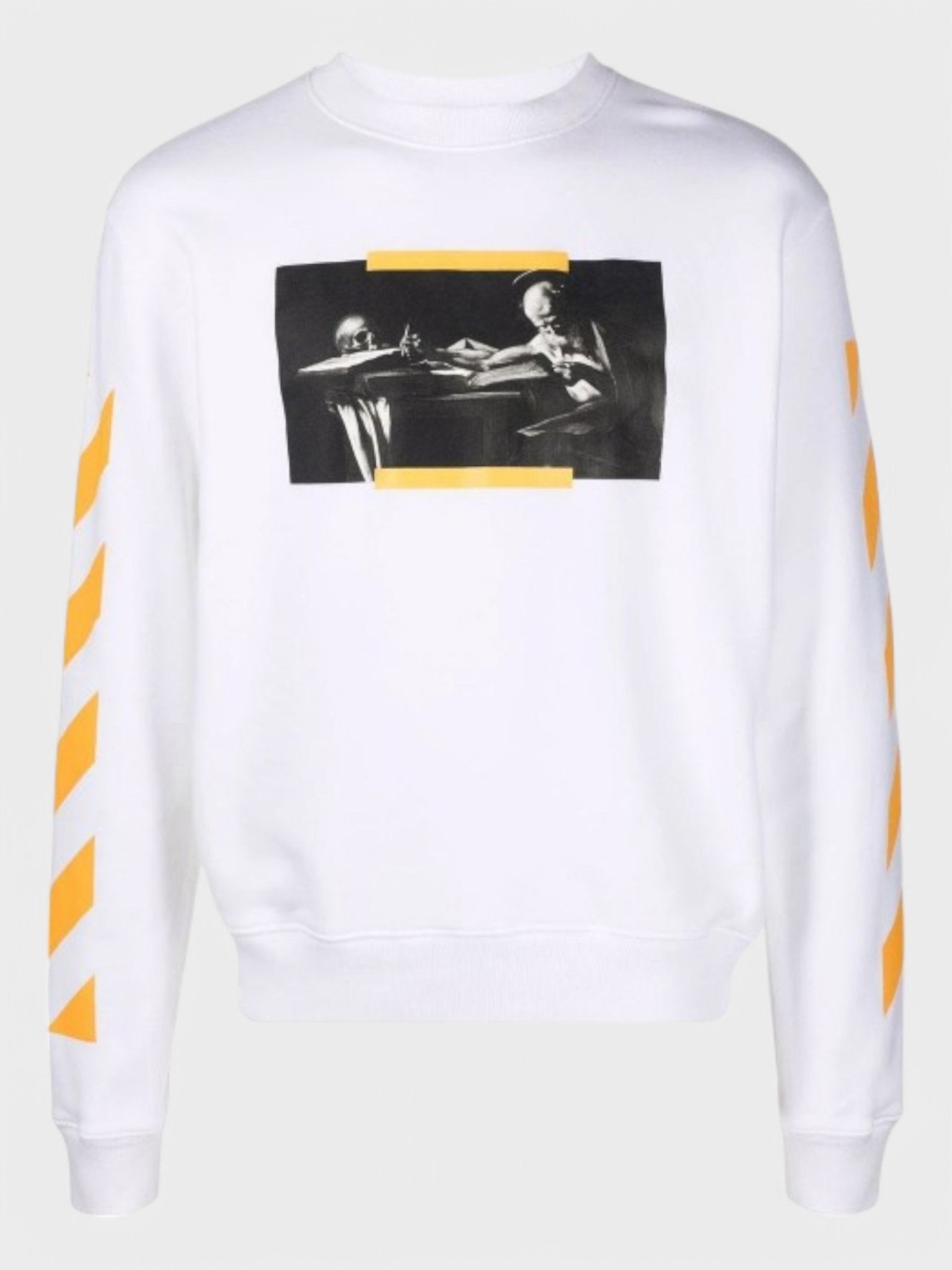 Off - White Caravaggio Saint Jerome Writing Print Slim Fit Sweatshirt White Yellow - Supplied FashionOFF WHITE