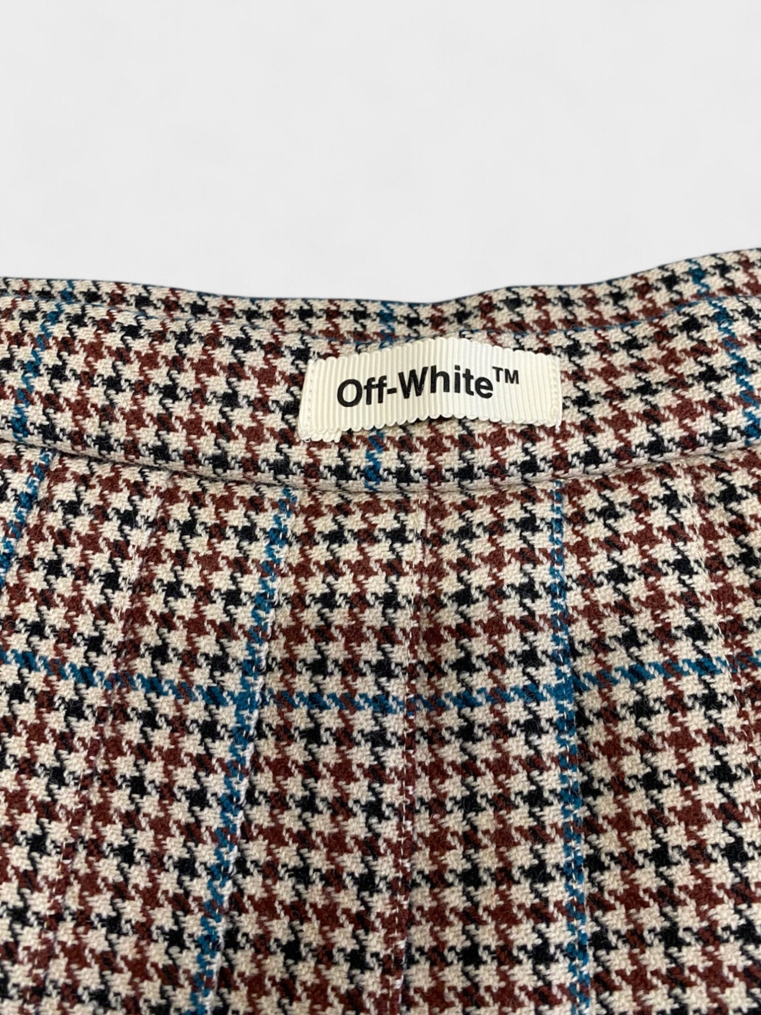 Off - White Check Pleated Mini Skirt All Over Beige - Supplied FashionOff White