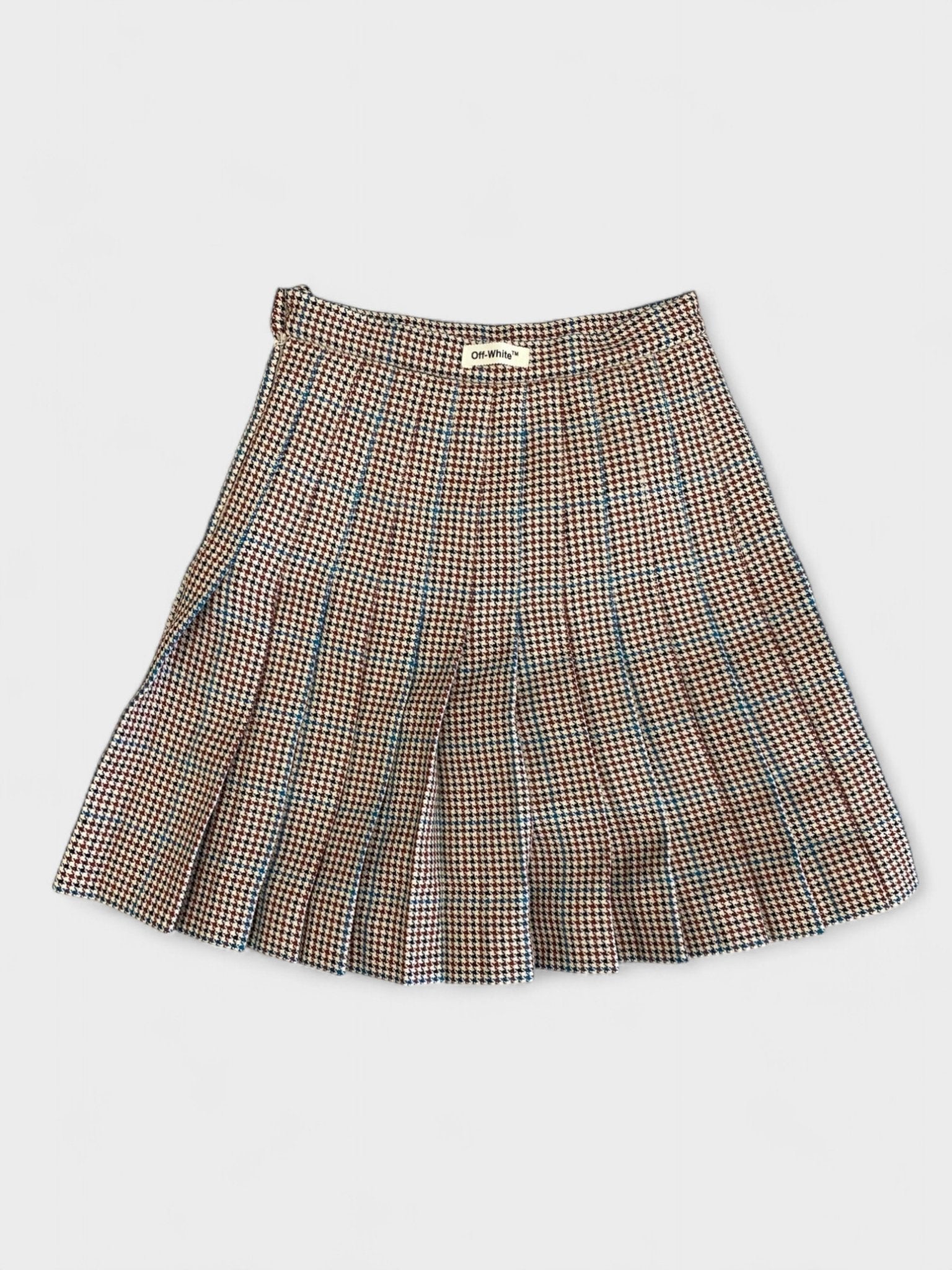 Off - White Check Pleated Mini Skirt All Over Beige - Supplied FashionOff White