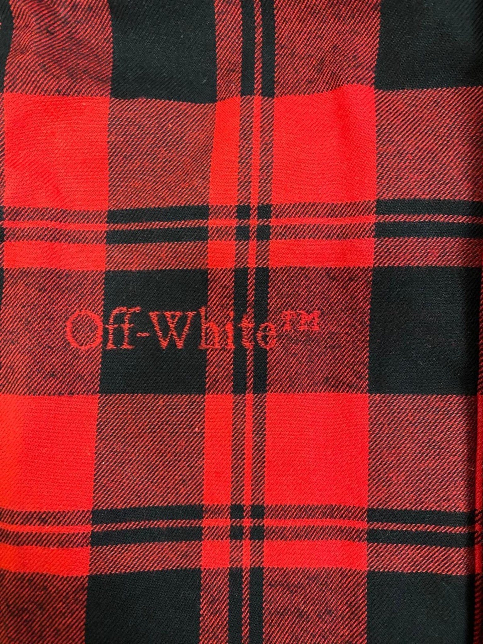 Off White Checked Flannel Padded Overshirt Red Black - Supplied FashionOff White