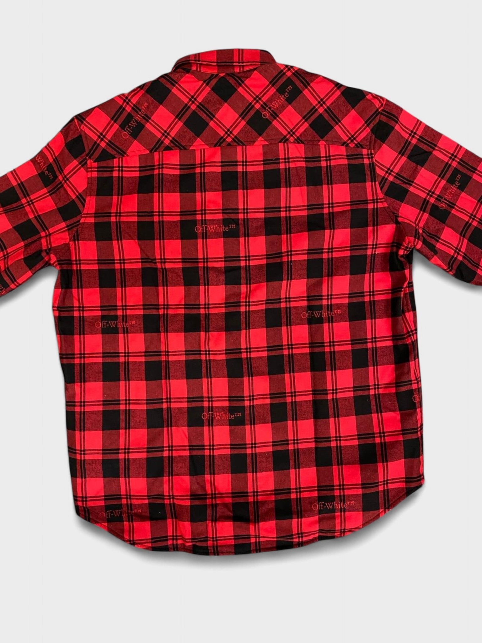 Off White Checked Flannel Padded Overshirt Red Black - Supplied FashionOff White