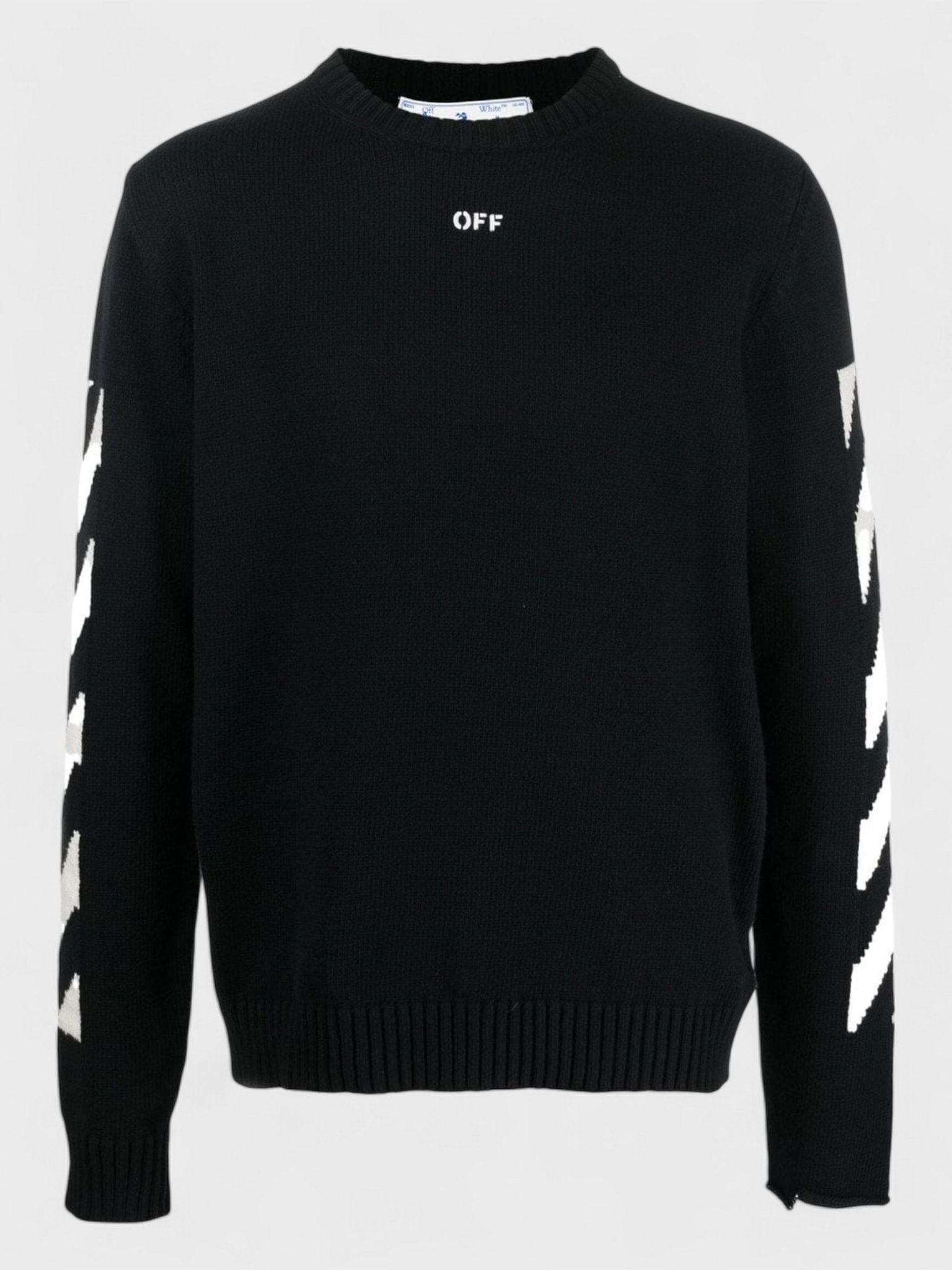 Off - White Diag Arrow Knit Crewneck Black - Supplied FashionHeron Preston