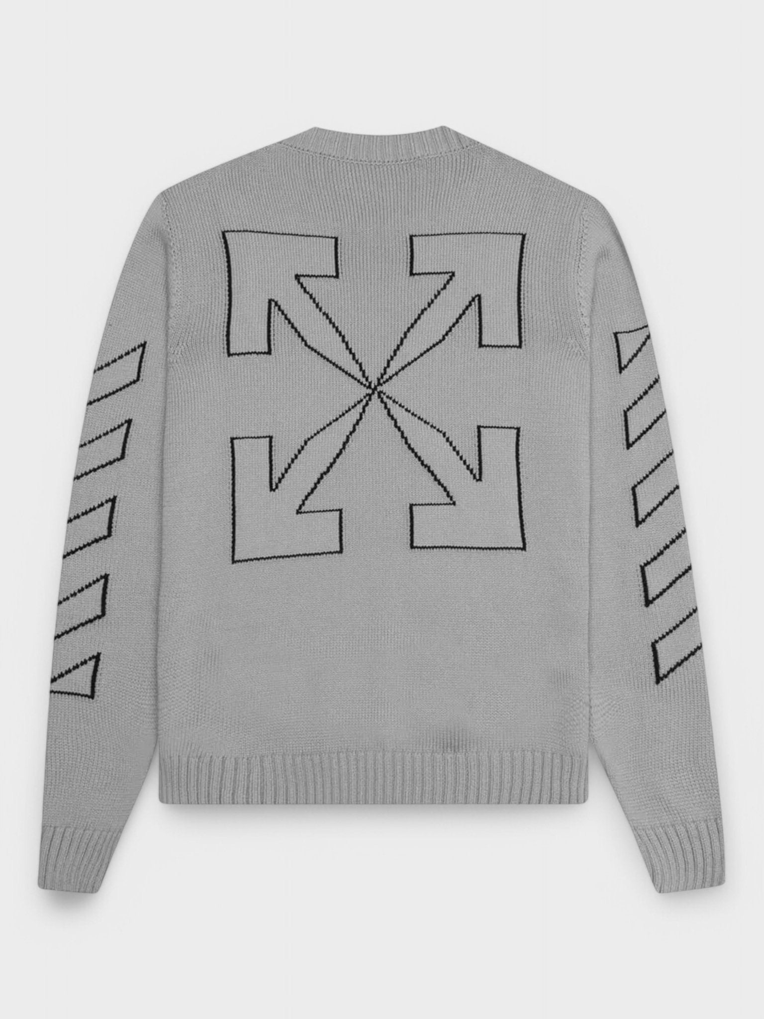 Off - White Diag Outline Knit Crewneck 'Medium Grey/Black' - Supplied FashionOff White