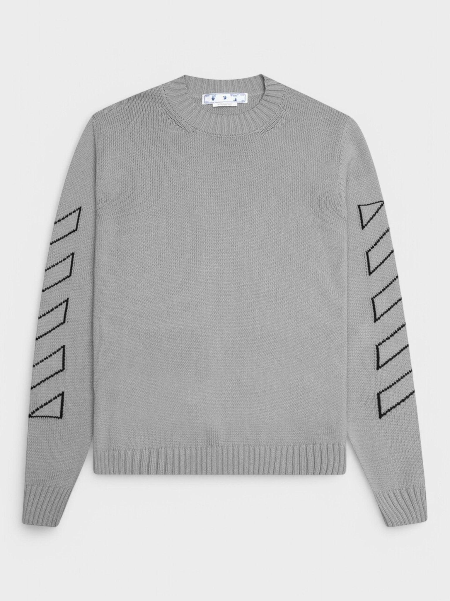 Off - White Diag Outline Knit Crewneck 'Medium Grey/Black' - Supplied FashionOff White