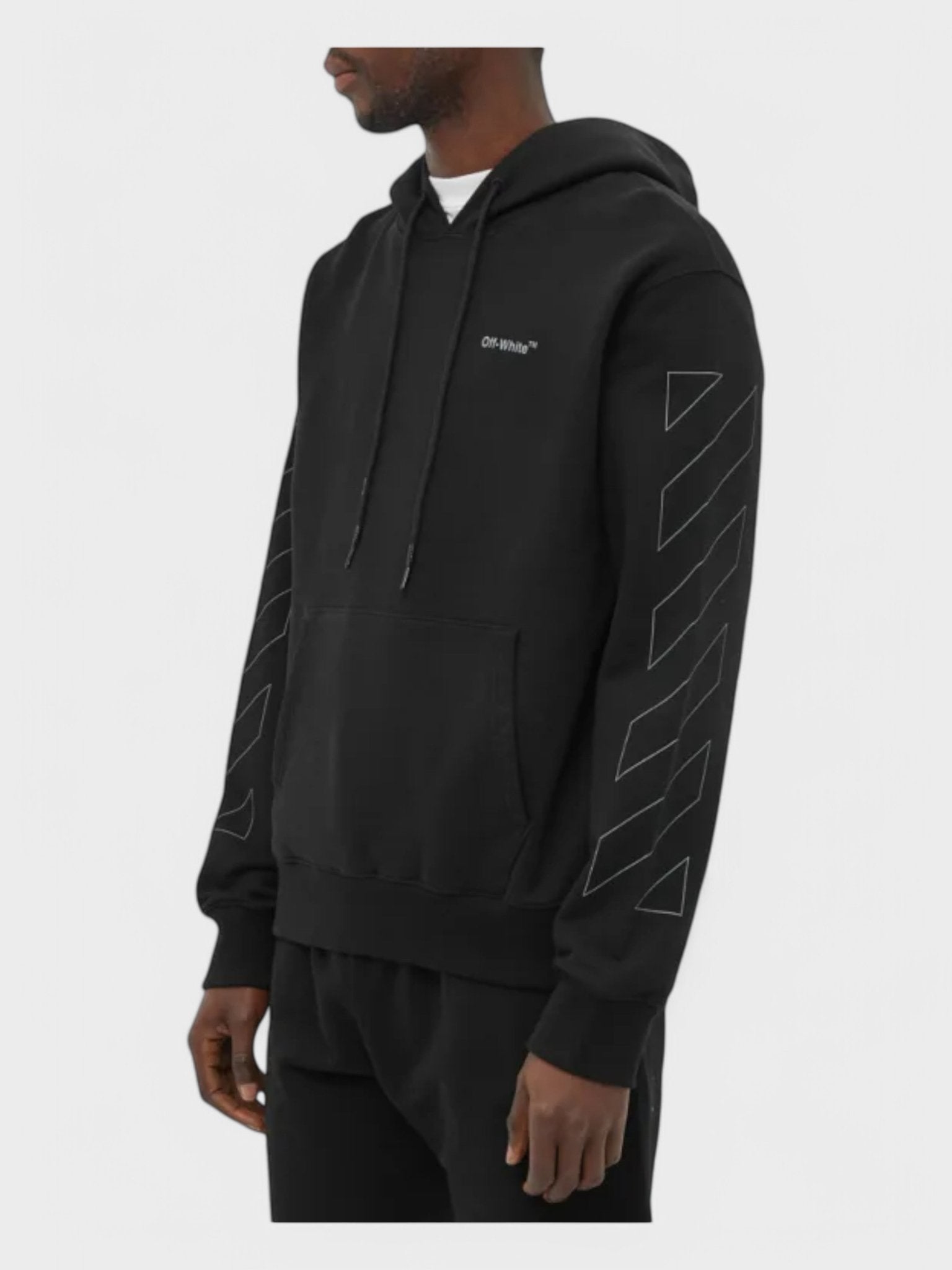 Off - White Diag Outline Slim Hoodie Black - Supplied FashionOFF WHITE