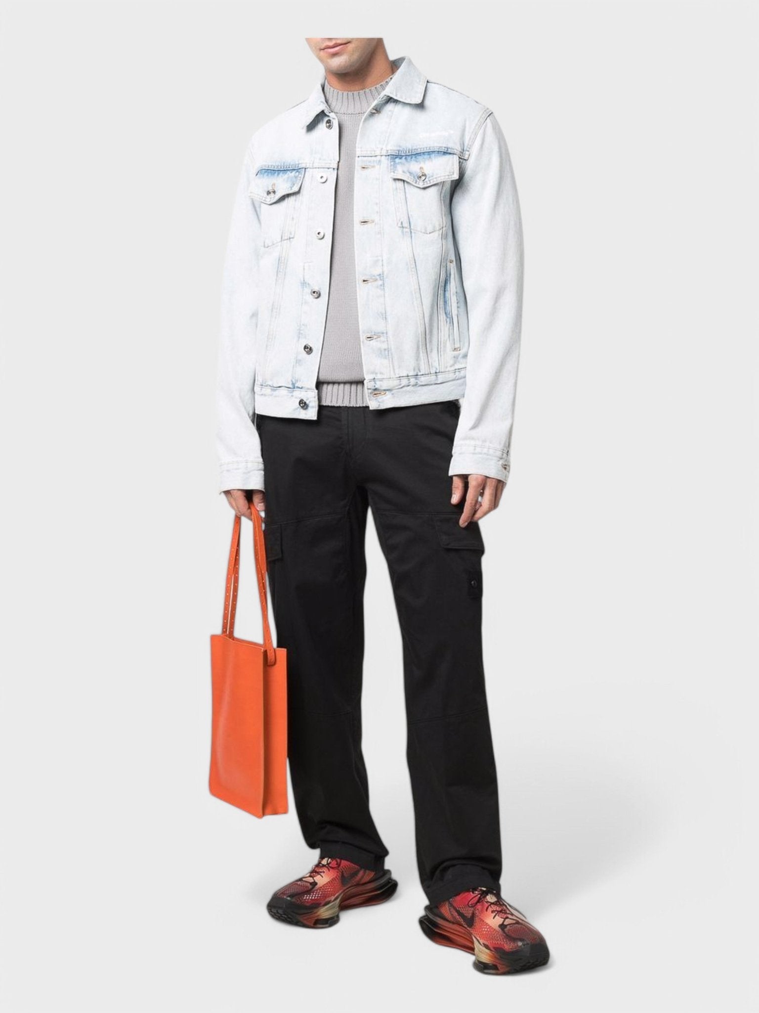 Off - White Diag Tab Slim Denim Jacket 'Bleach Blue' - Supplied FashionOff White