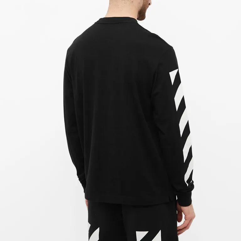 OFF-WHITE Diagonal Helvetica Long Sleeve T-Shirt Black/White - Supplied LuxuryOff-White