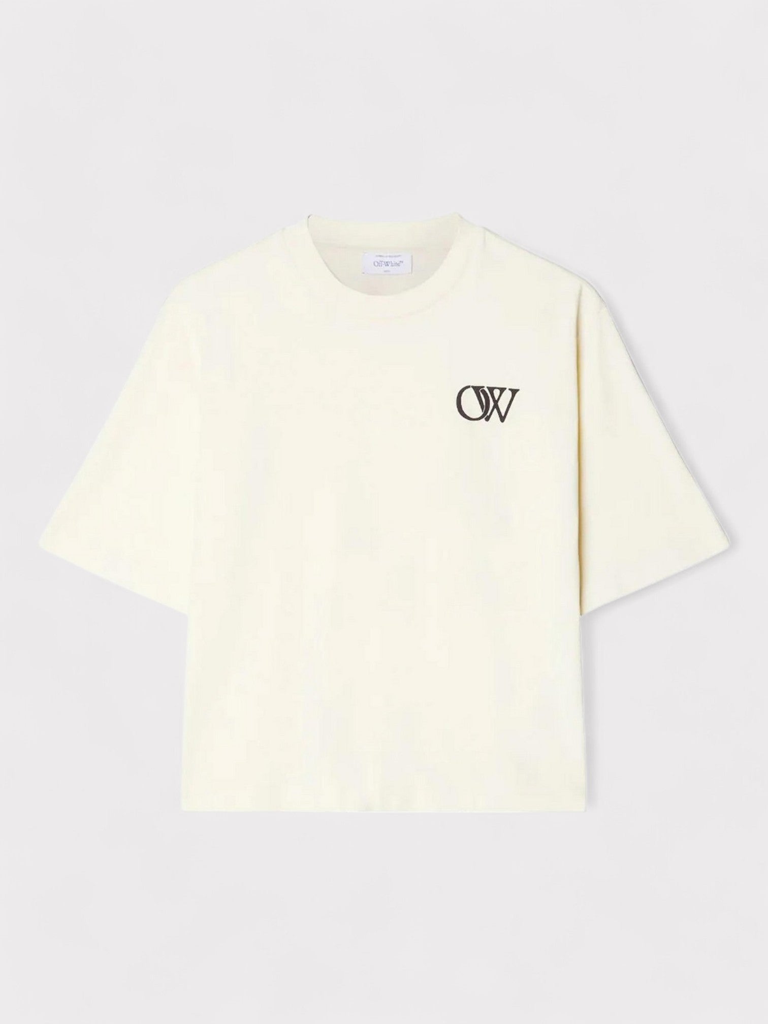 Off - White Flock OW Logo Basic Tee Beige Black - Supplied FashionOff White