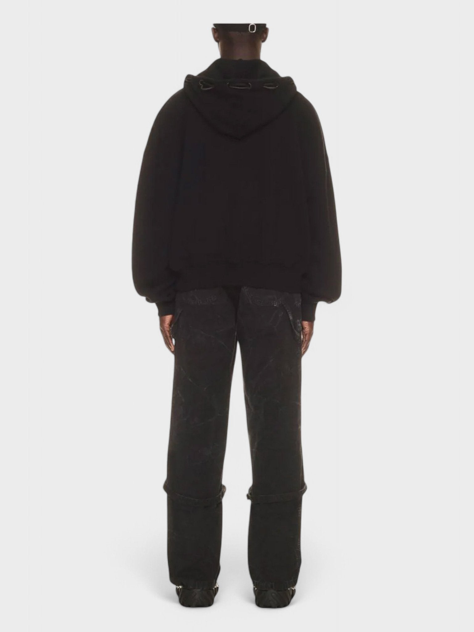 Off - White Give Me Space Dbl String Hoodie Black - Supplied FashionOff - White