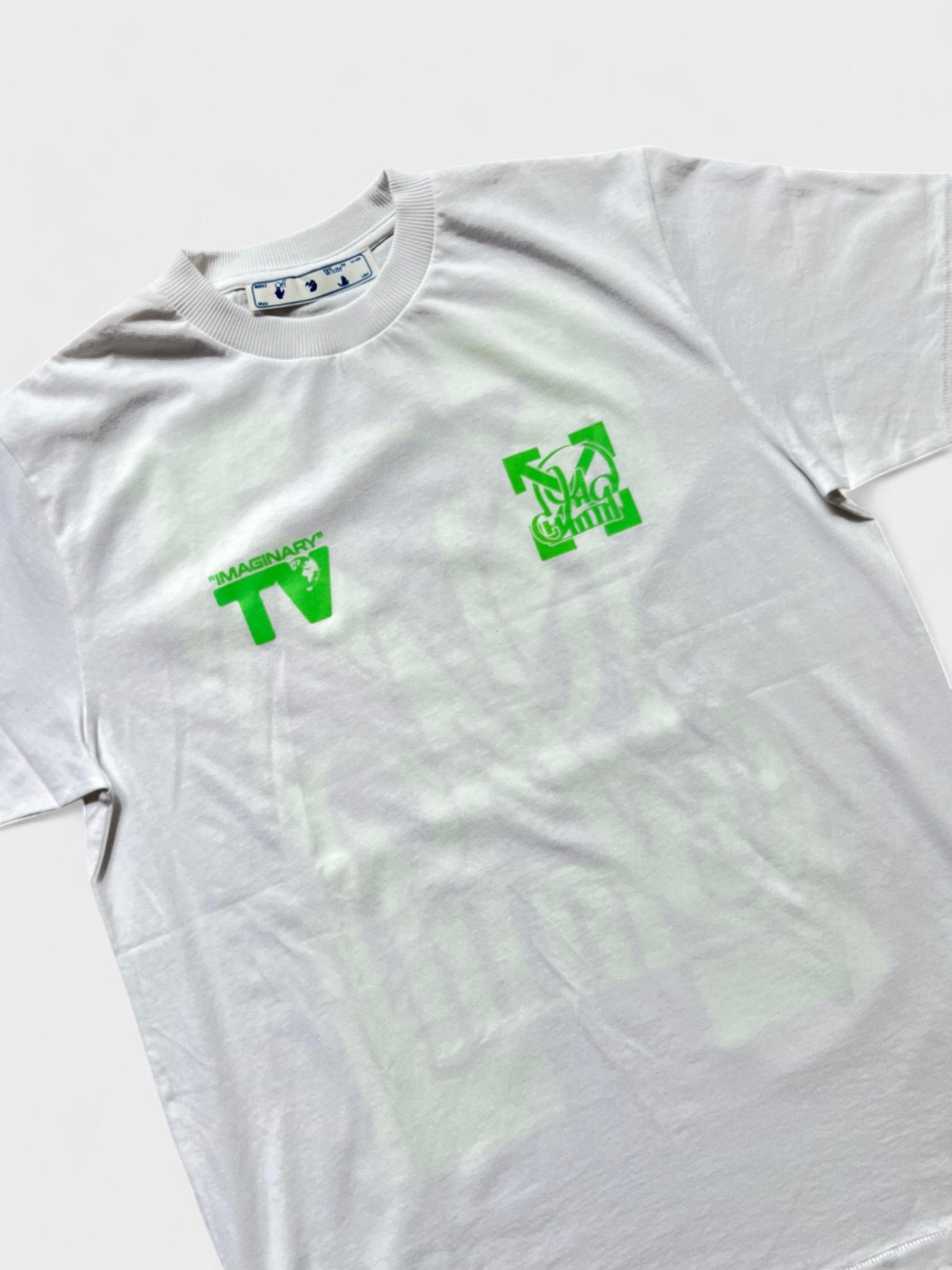 Off White Katsu TV S/S T-Shirt White Green Fluo - Supplied FashionOff White