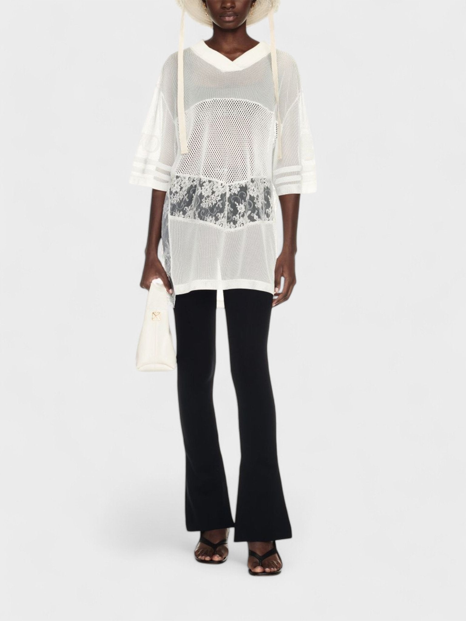 Off - White Lace & Mesh Sport Top White - Supplied FashionOff White