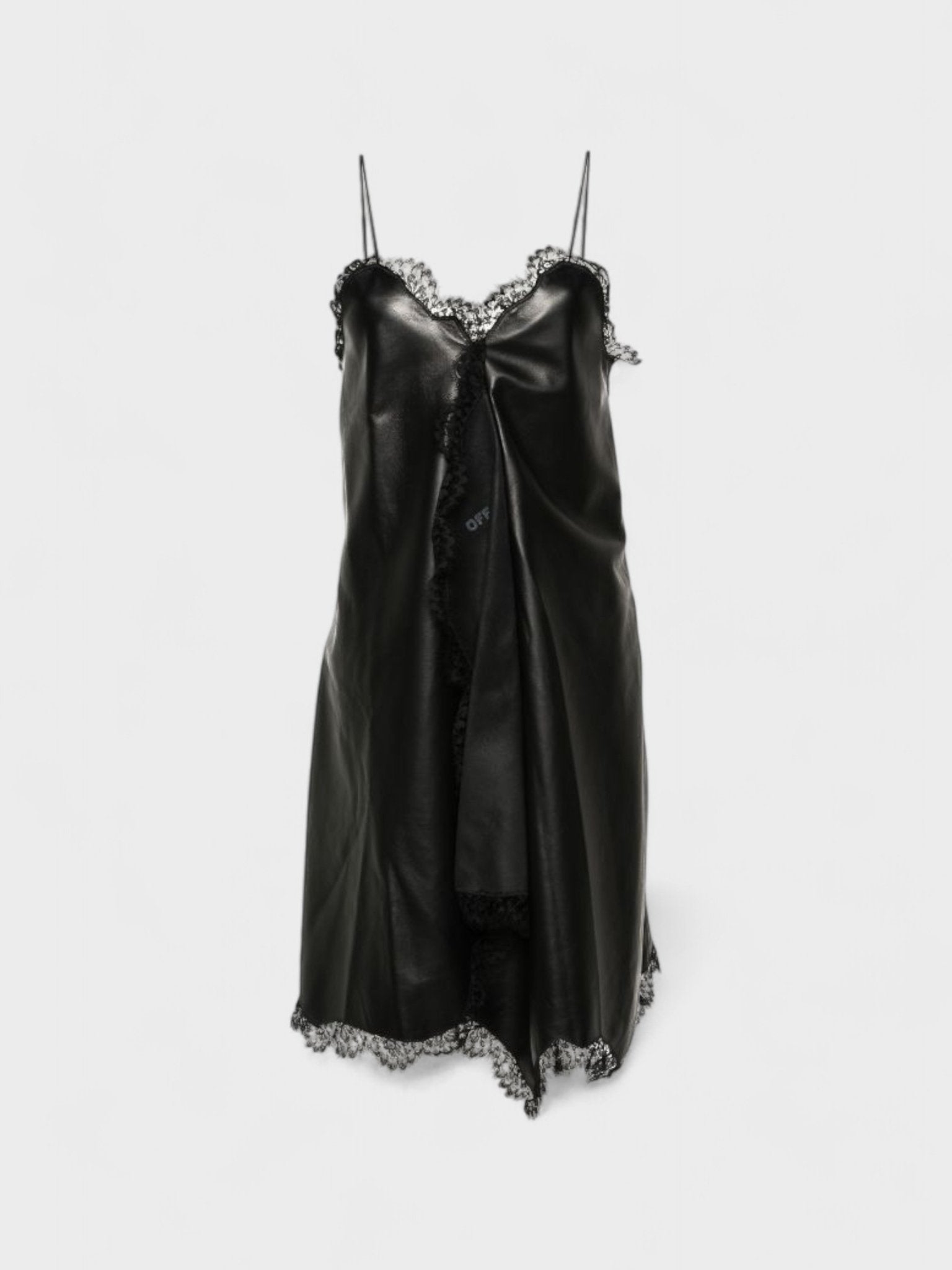 Off - White Lace Nappa Slip Dress Black - Supplied FashionOff White