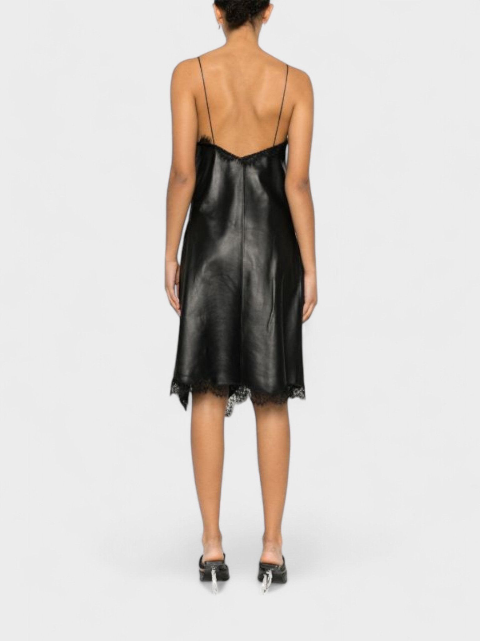 Off - White Lace Nappa Slip Dress Black - Supplied FashionOff White