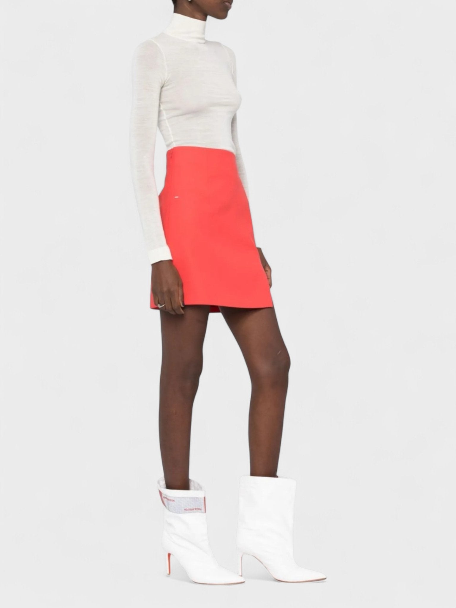 Off - White Logo Print High Waisted Skirt Red White - Supplied FashionOff - White