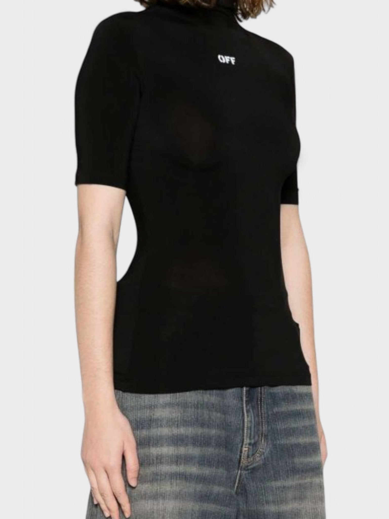 Off - White Logo Print Turtleneck Black - Supplied FashionOff - White