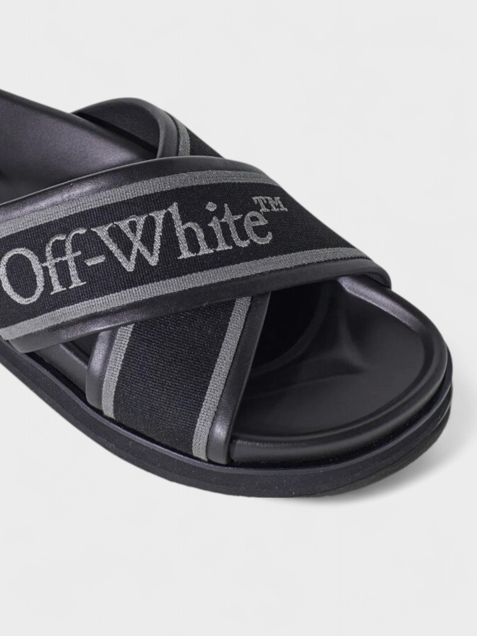 Off - White Logo Strap Crossover Slides Black - Supplied FashionOff - White