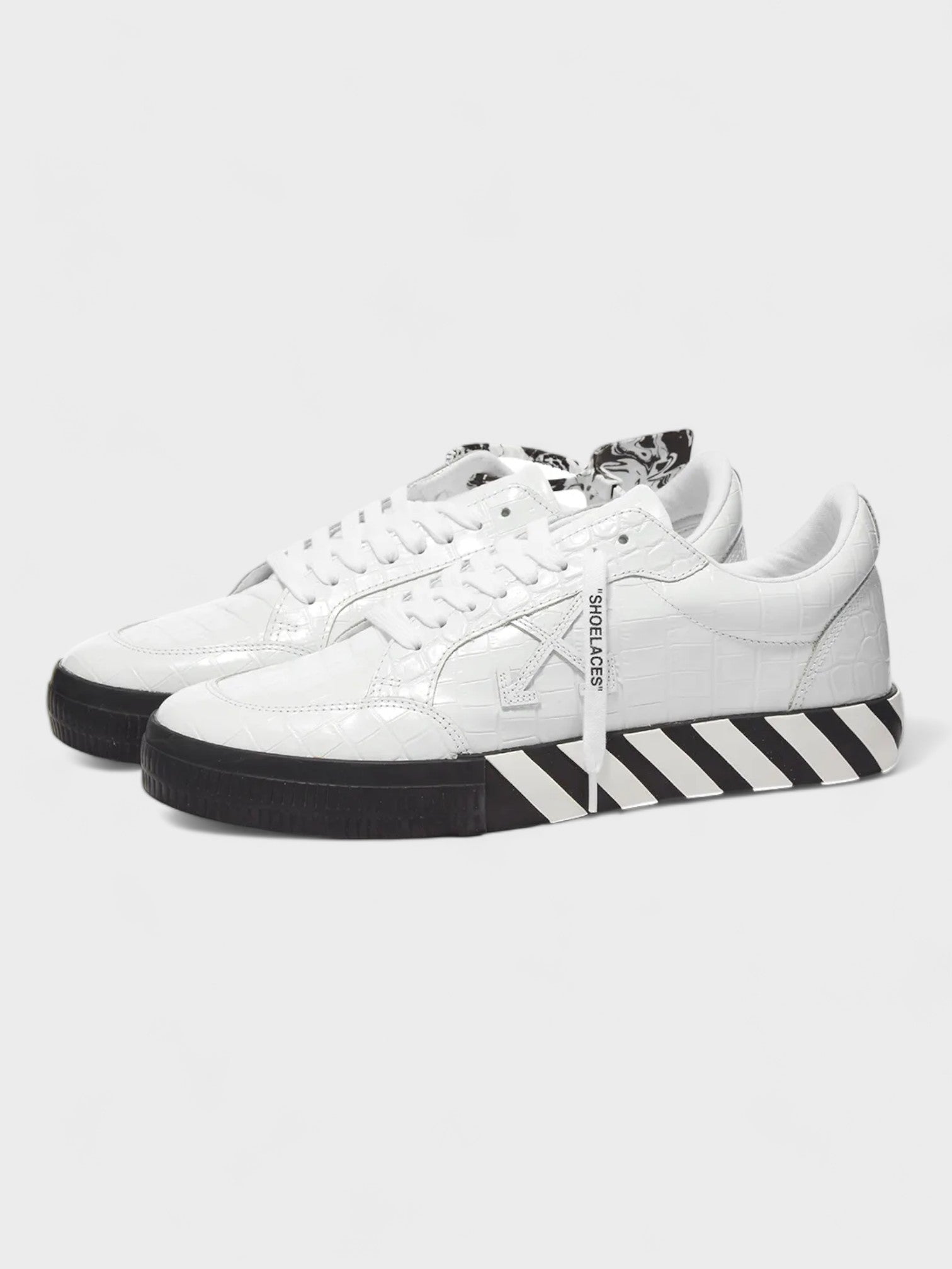 Off-White Low Vulcanized Croco Leather Sneaker White - Supplied LuxuryOff-White