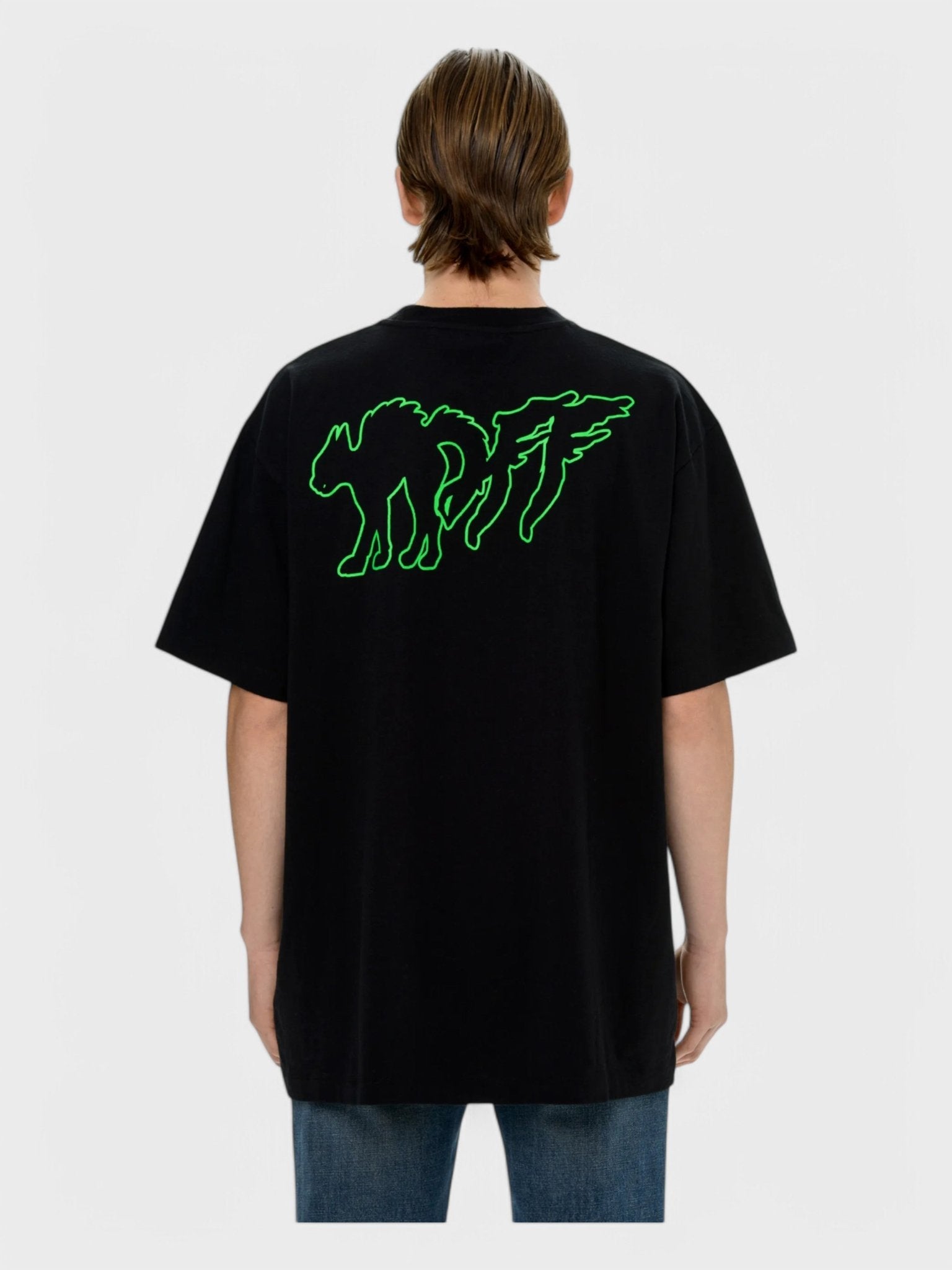 Off - White Mad Cat T-Shirt Black/Green - Supplied FashionOFF WHITE