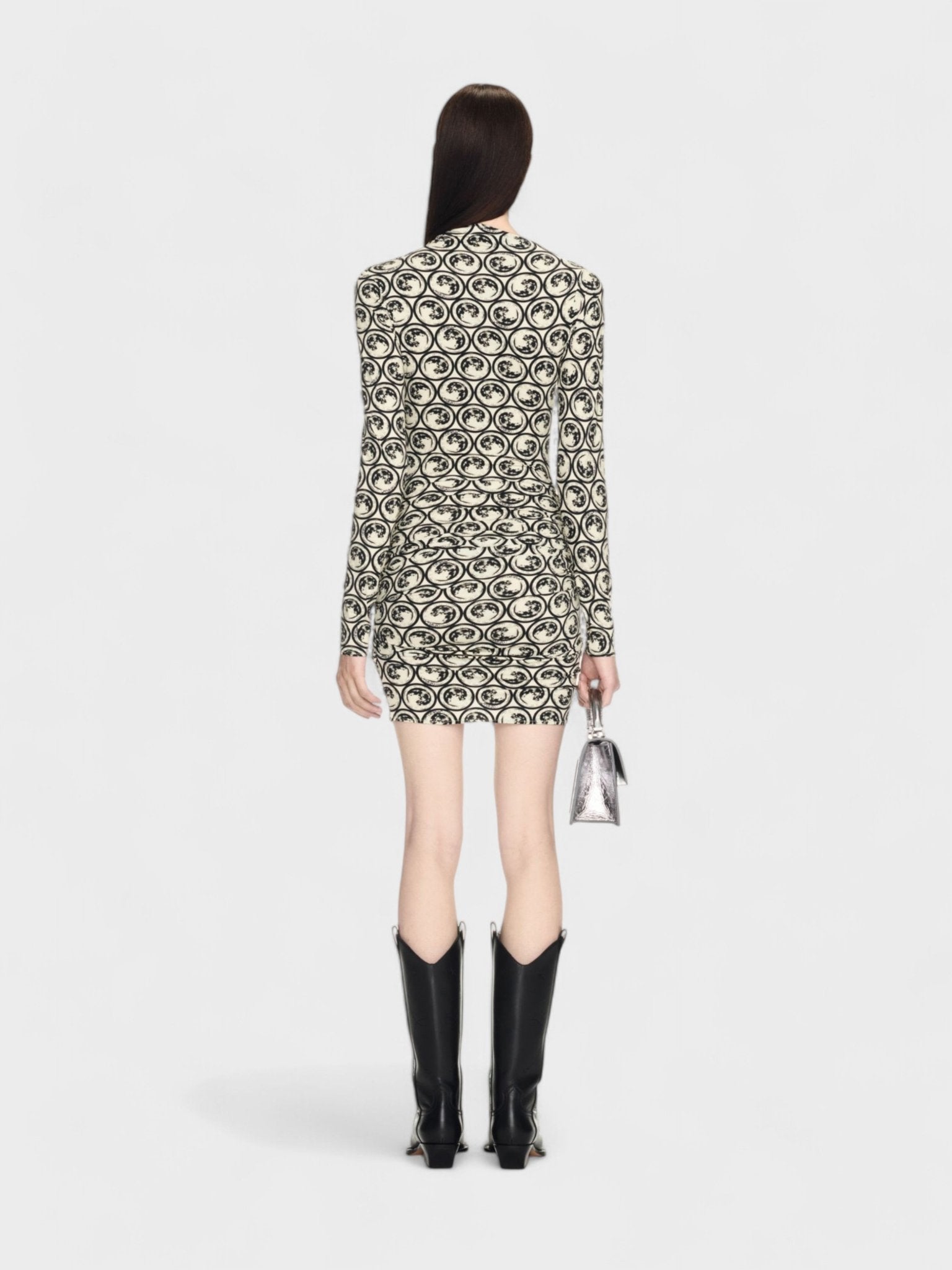 Off - White Moon - print Gathered Asymmetric Dress - Supplied FashionOff White