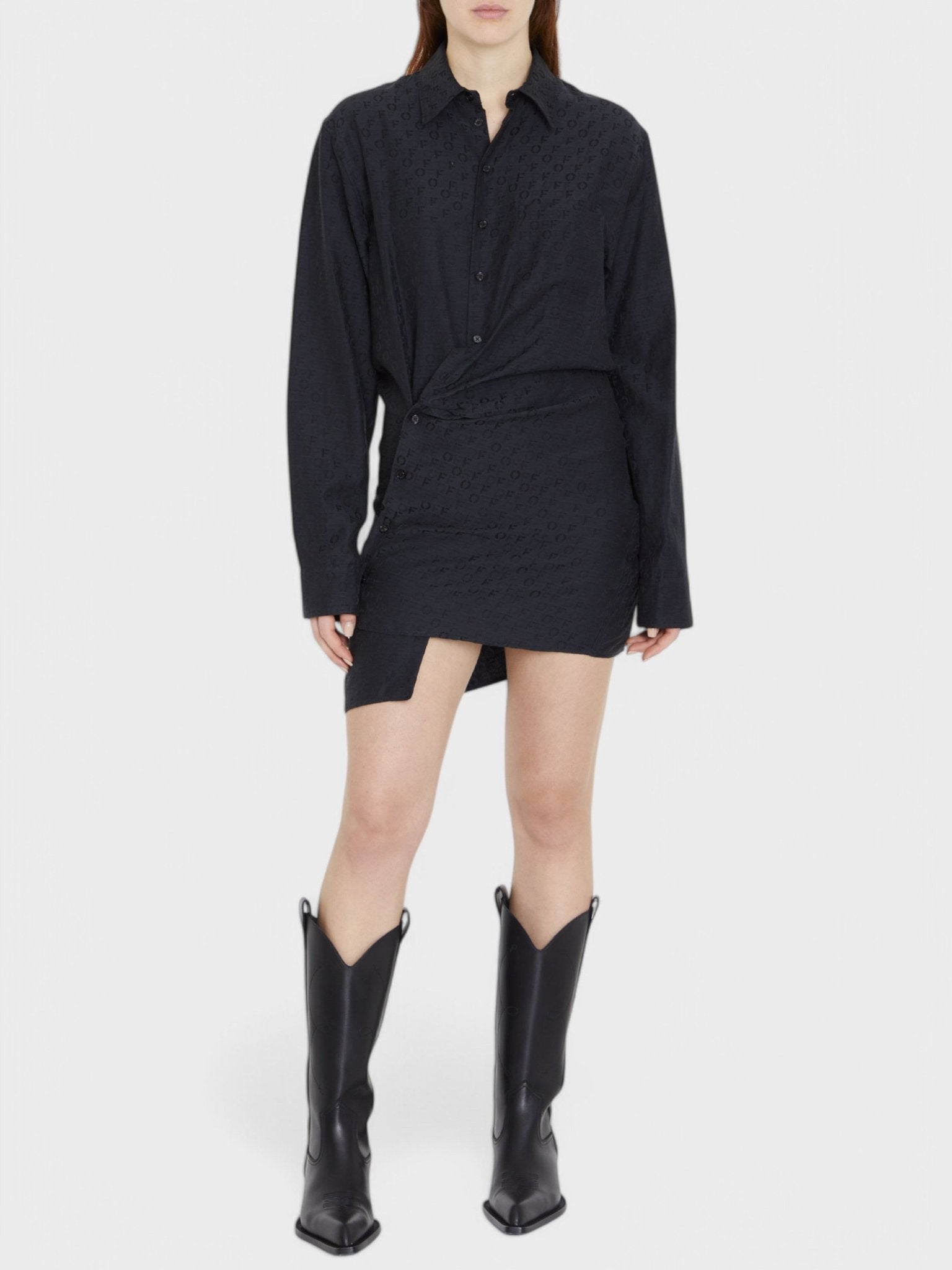 Off - White Off Jacquard Twist Shirt Dress 'Black' - Supplied FashionOff White