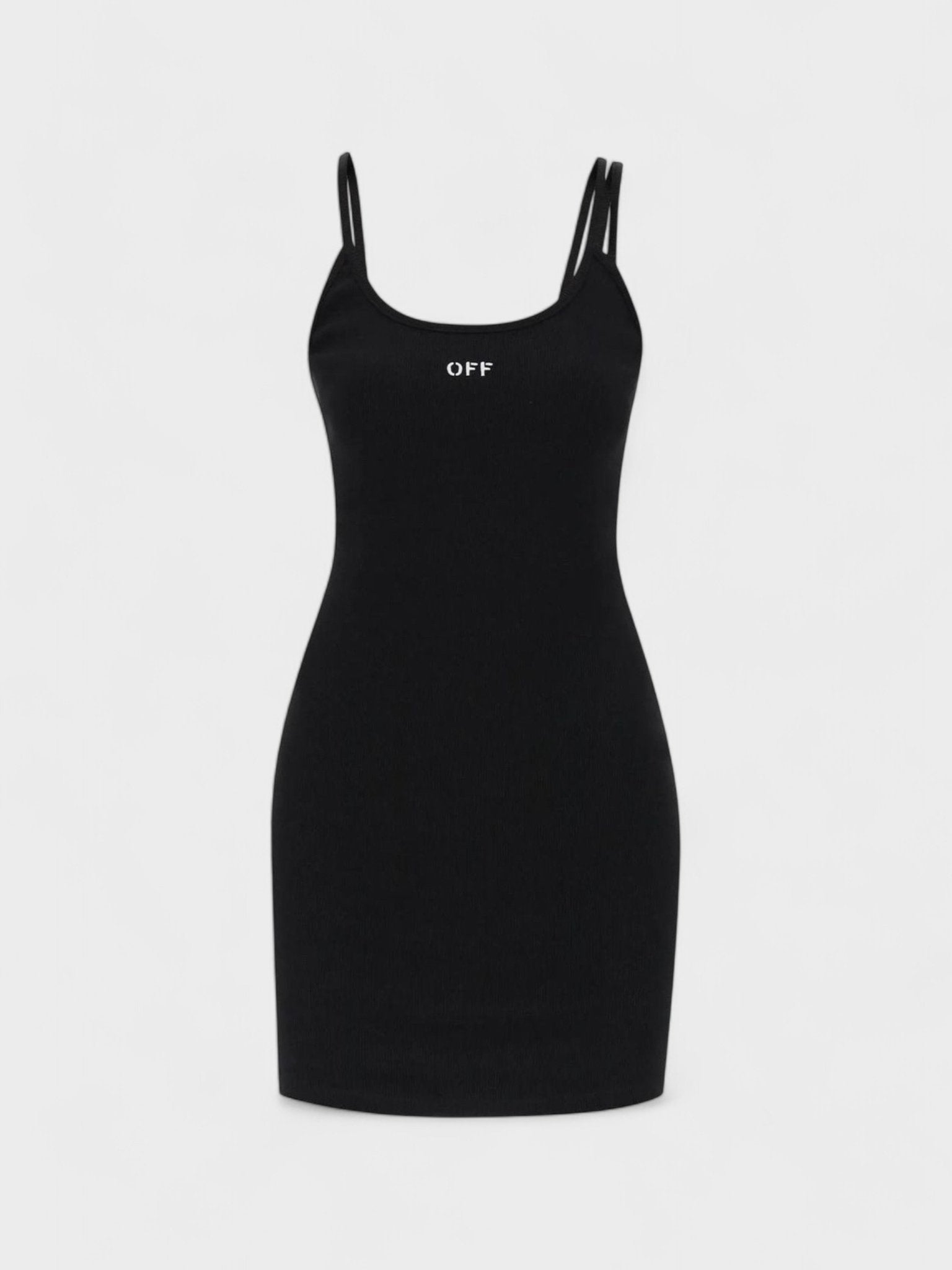 Off - White Off Stamp Rib Basic Tank Dress Black - Supplied FashionOff White