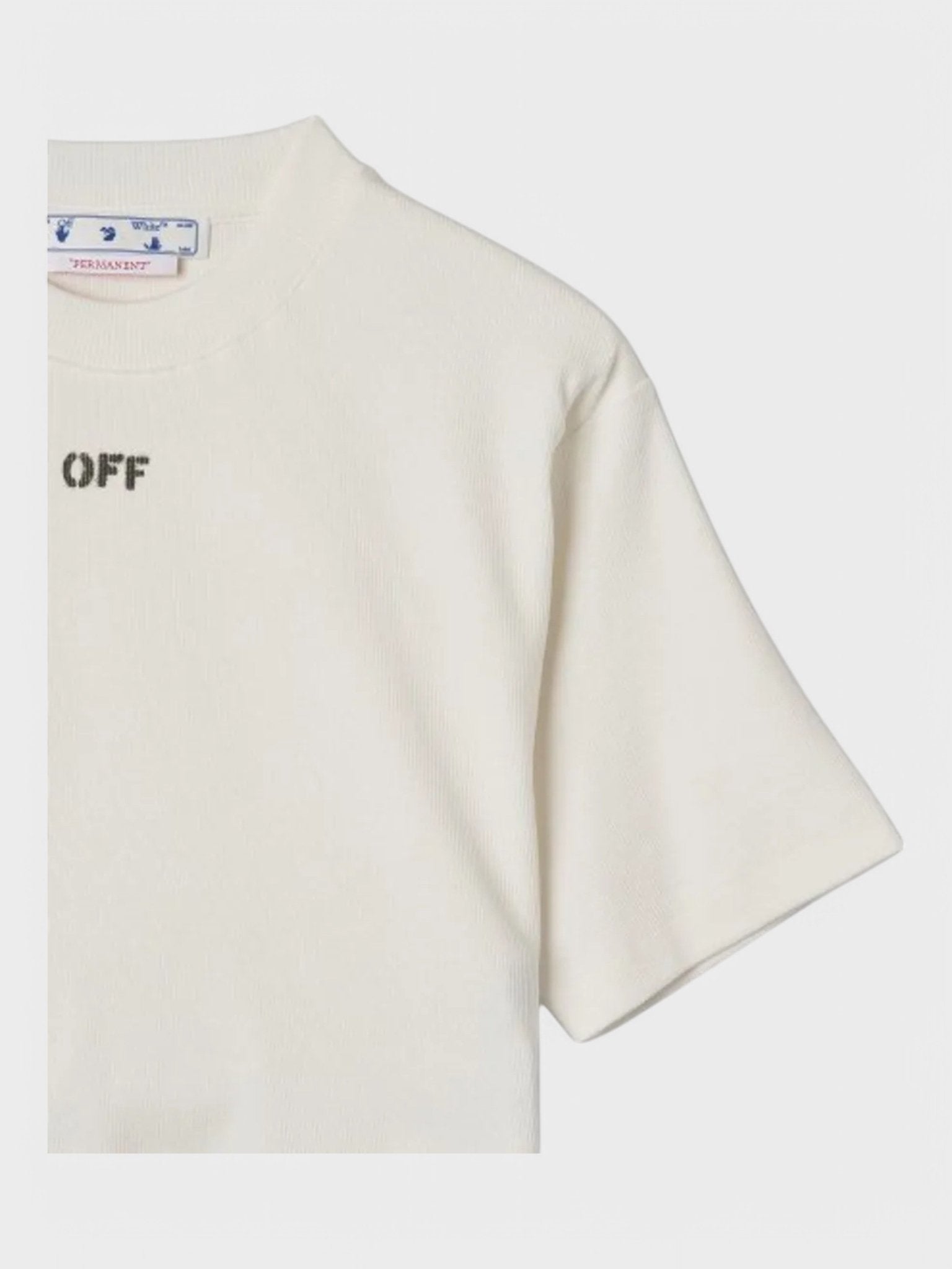 Off - White Off Stamp Ribbed Cropped Tee White/Black - Supplied FashionOFF WHITE