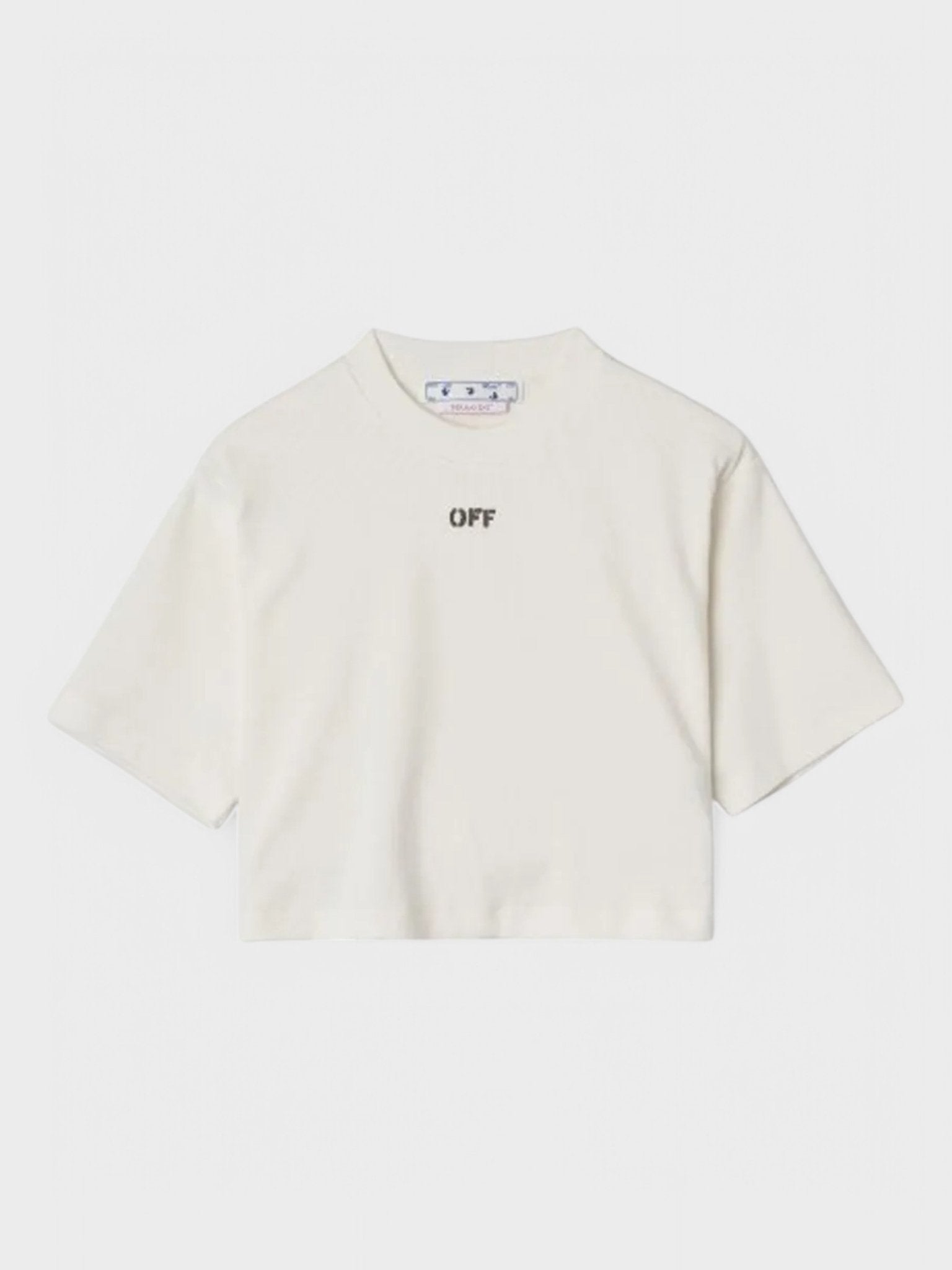 Off - White Off Stamp Ribbed Cropped Tee White/Black - Supplied FashionOFF WHITE