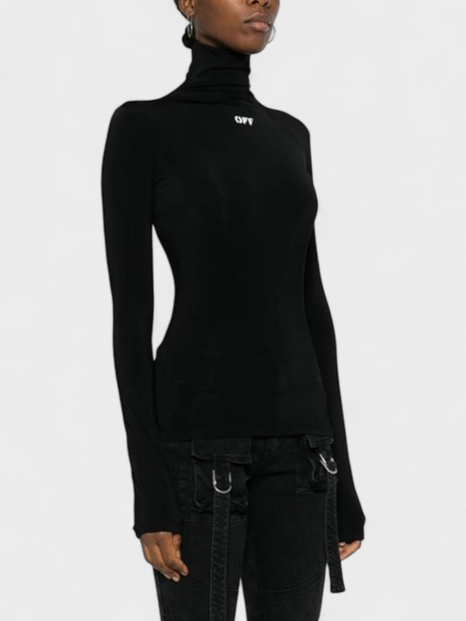 Off - White Off Stamp Skin Long Sleeve Turtleneck Black - Supplied FashionOff White