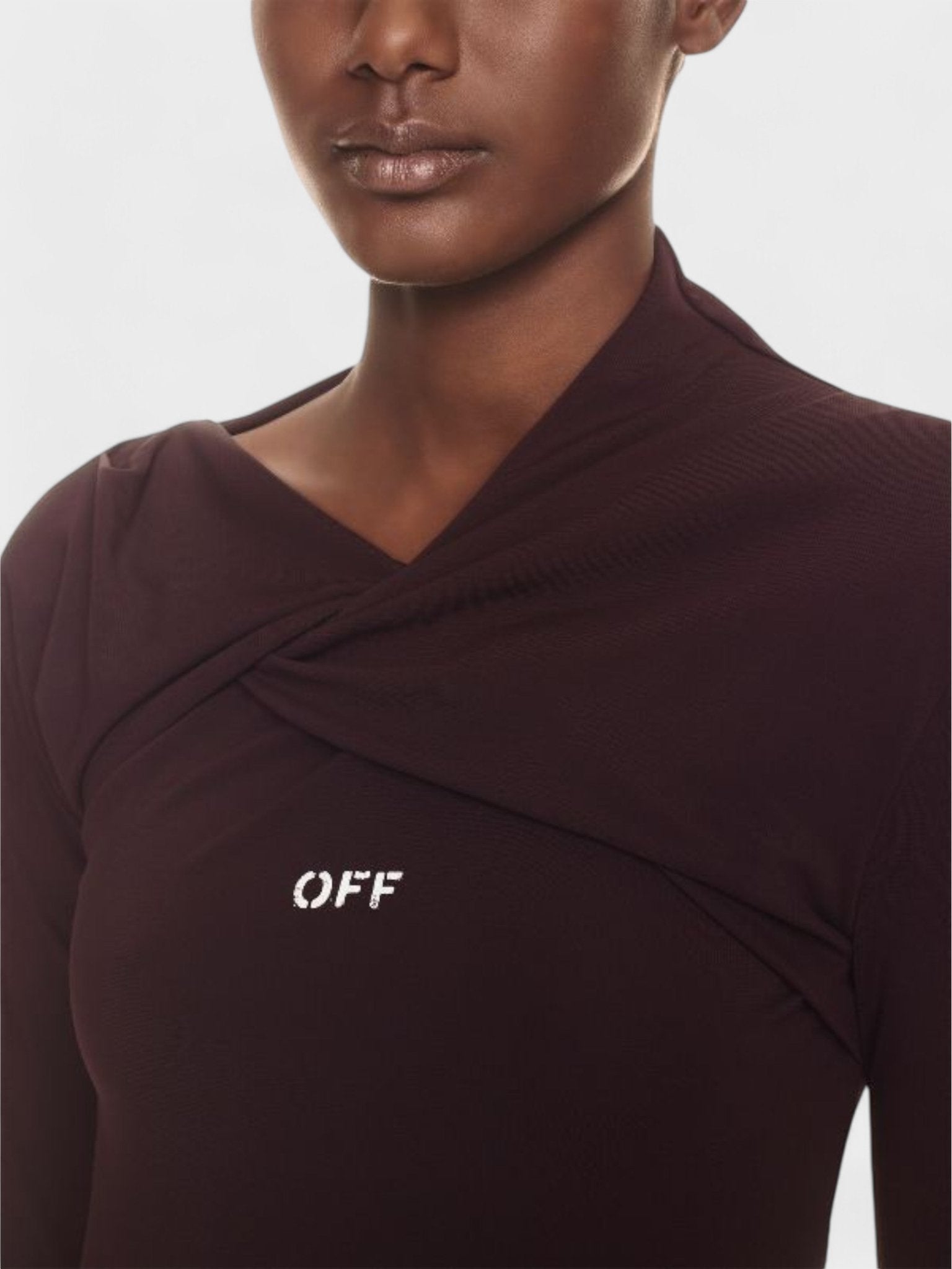 Off - White Off Stamp Twist Detail Minidress Brown - Supplied FashionOff White