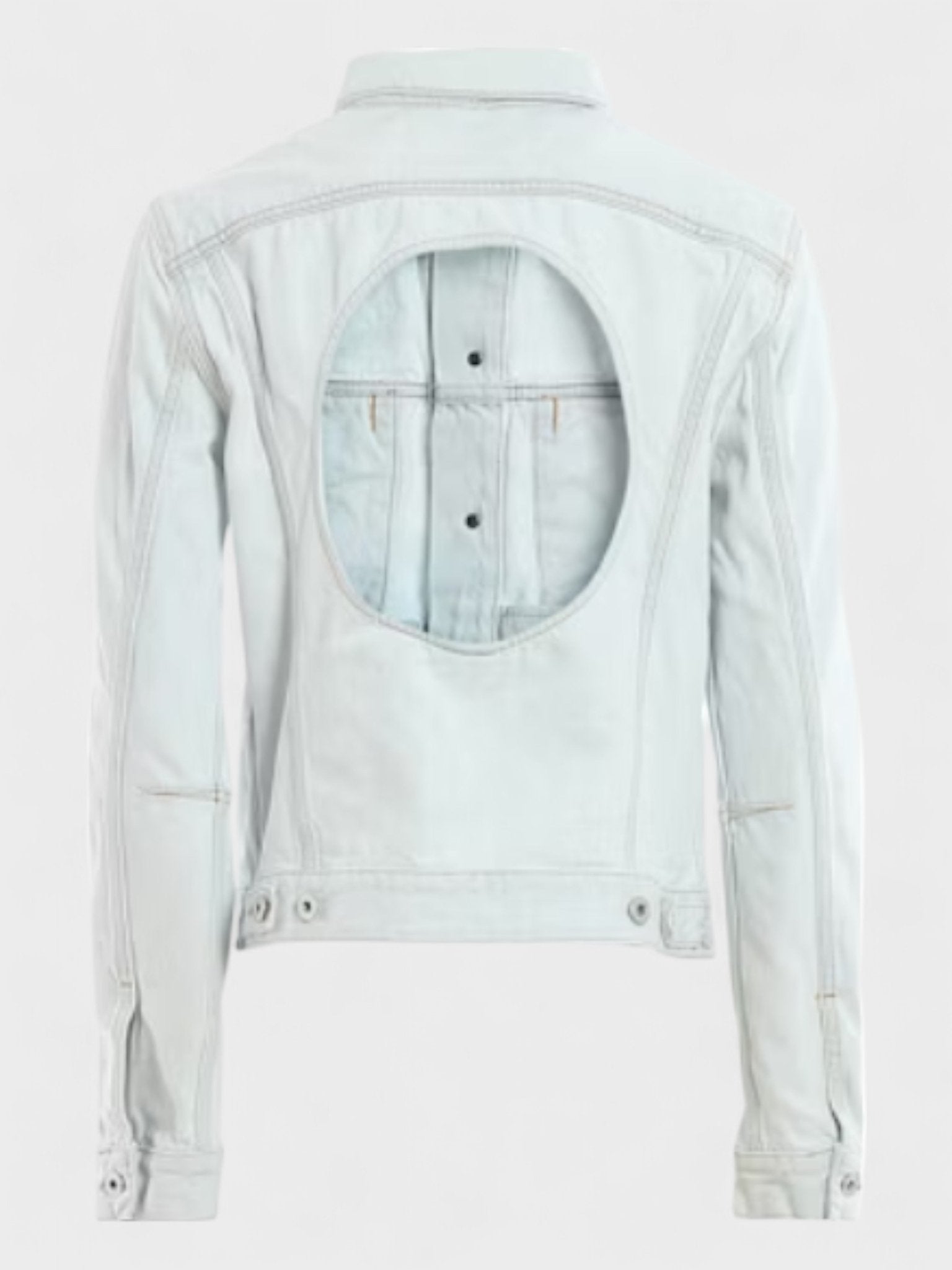 Off - White Open Back Denim Jacket Light Blue - Supplied FashionOff - White