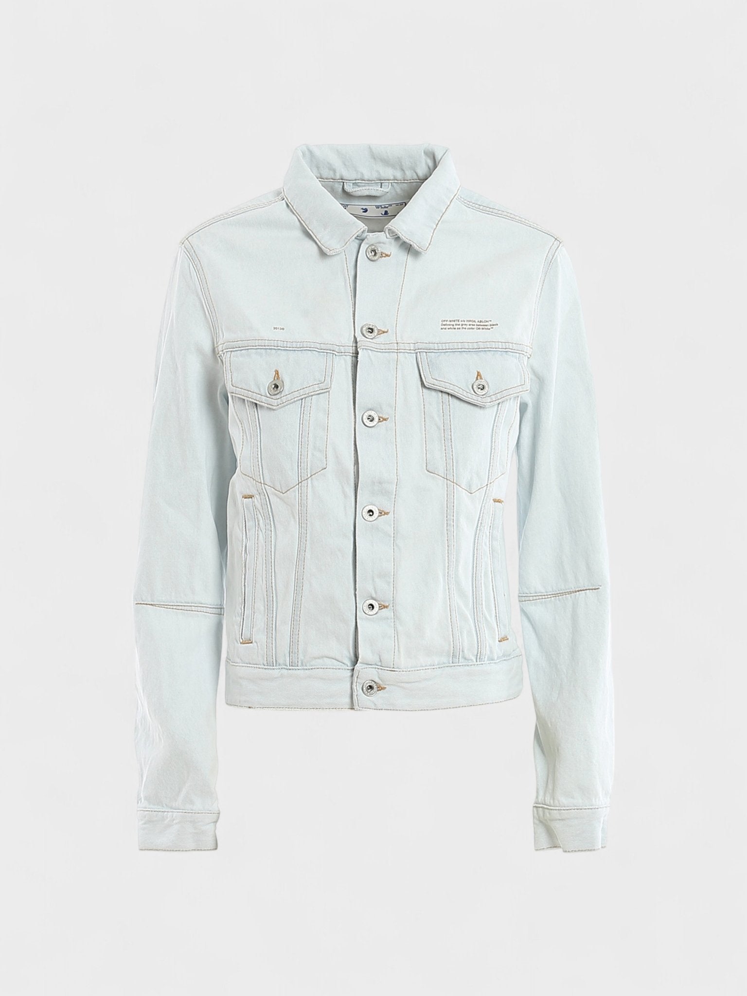Off - White Open Back Denim Jacket Light Blue - Supplied FashionOff - White