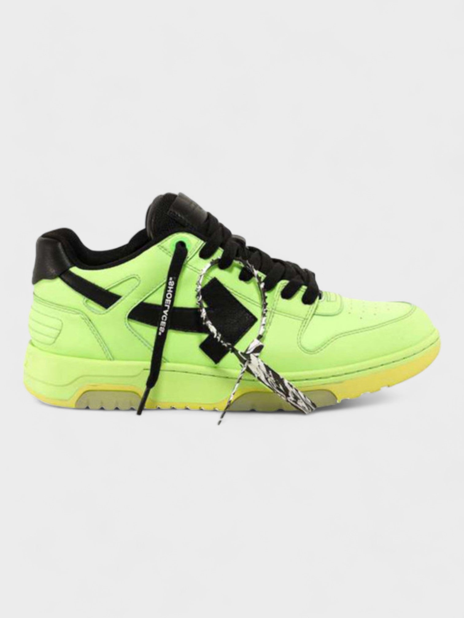 Off-White Out of Office Leather Sneaker Fluo Green - Supplied LuxuryOff-White