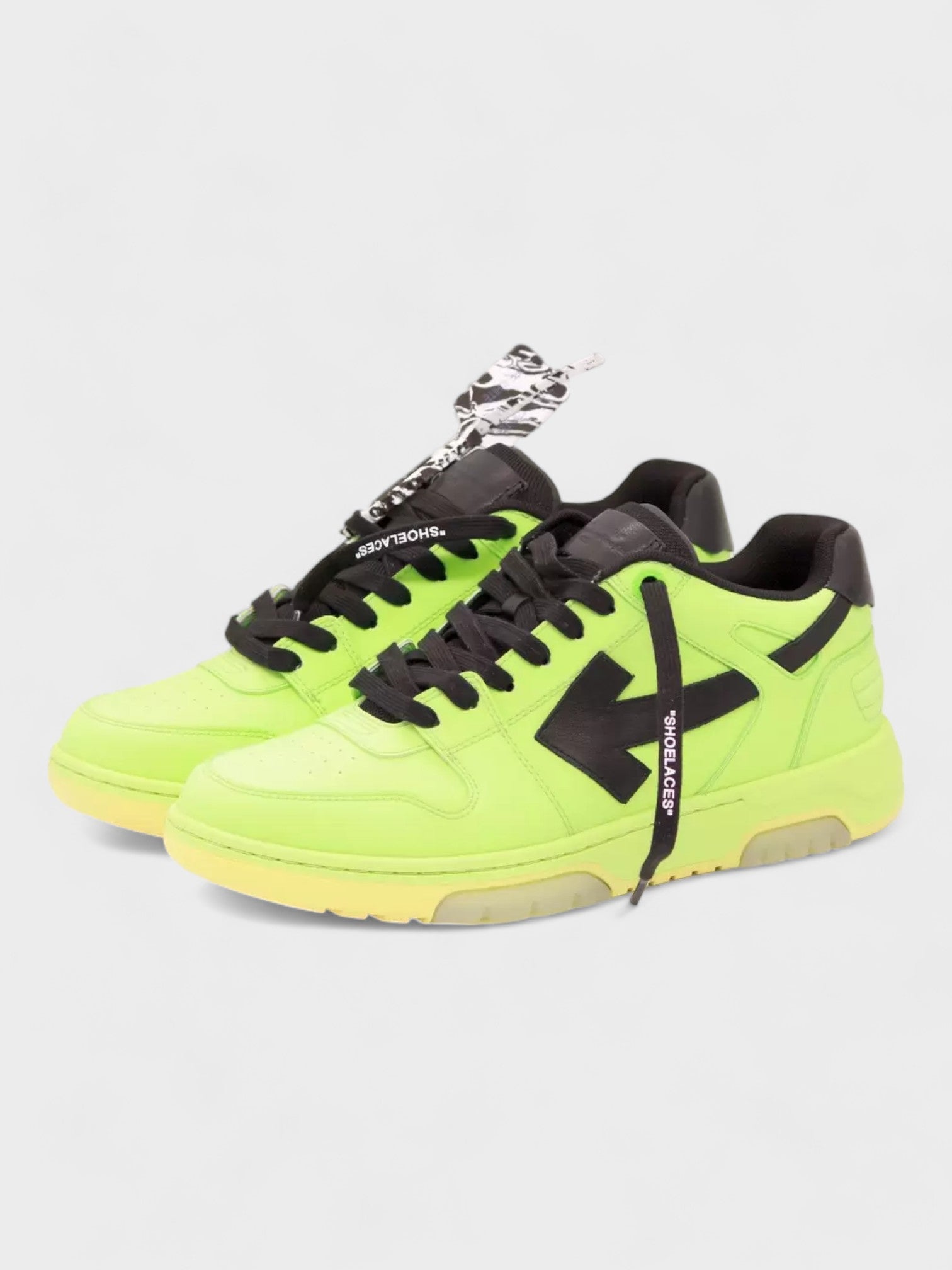 Off-White Out of Office Leather Sneaker Fluo Green - Supplied LuxuryOff-White