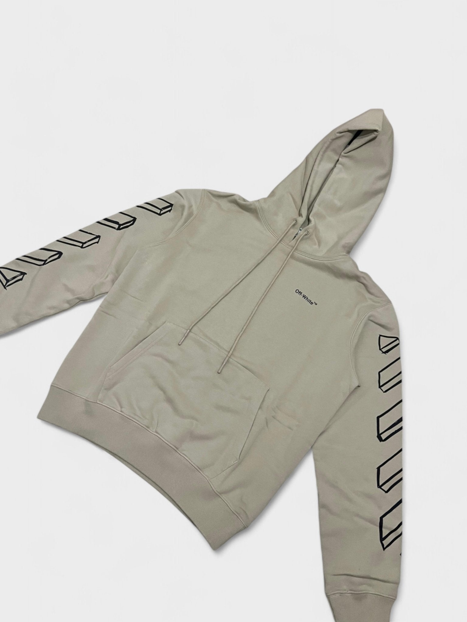 Off White Outline Marker Arrow Slim Hoodie Sand Black - Supplied FashionAmiri