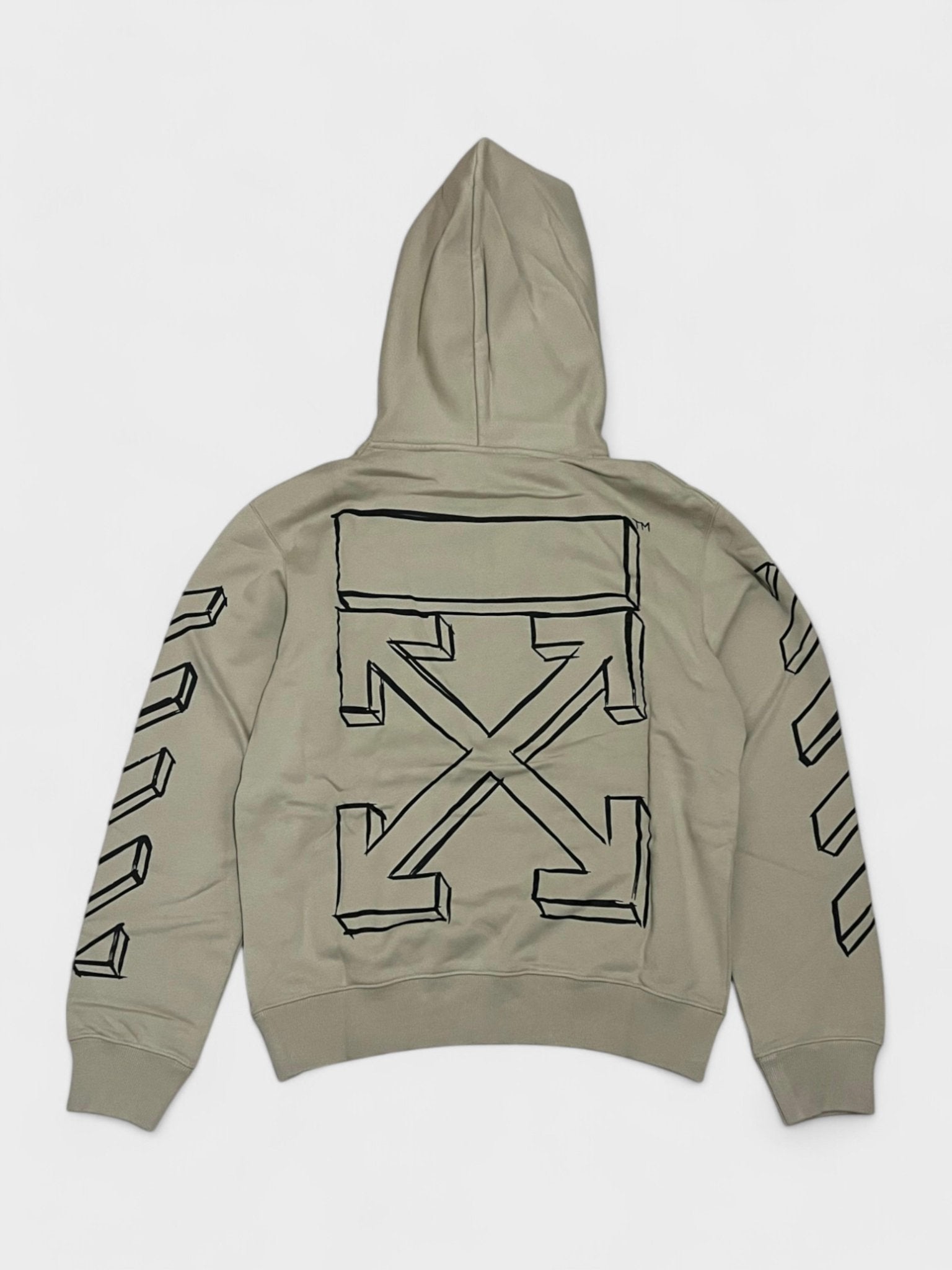 Off White Outline Marker Arrow Slim Hoodie Sand Black - Supplied FashionAmiri