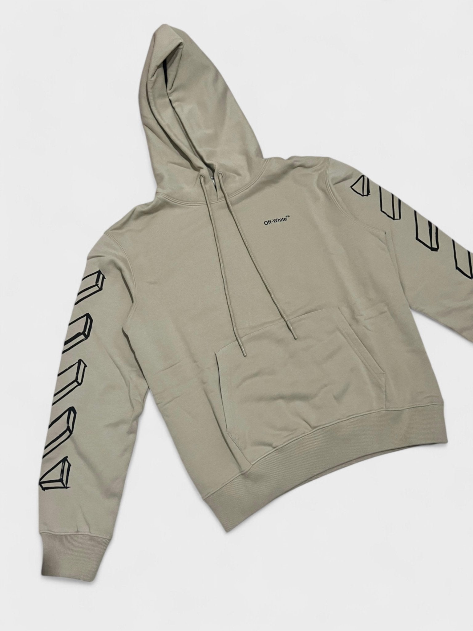 Off White Outline Marker Arrow Slim Hoodie Sand Black - Supplied FashionAmiri