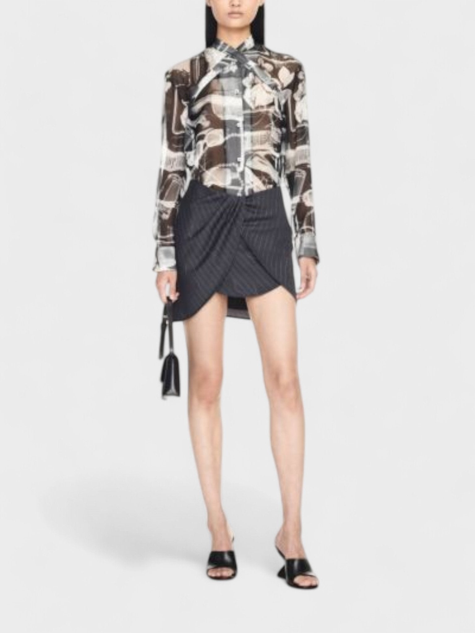 Off - White Pinstripe Twist Mini Skirt Grey - Supplied FashionOff White