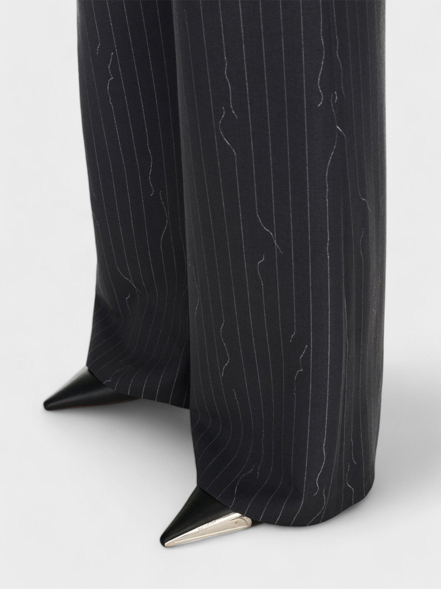 Off - White Pinstripe Wide Fit Suit Trousers Dark Drey - Supplied FashionOff White