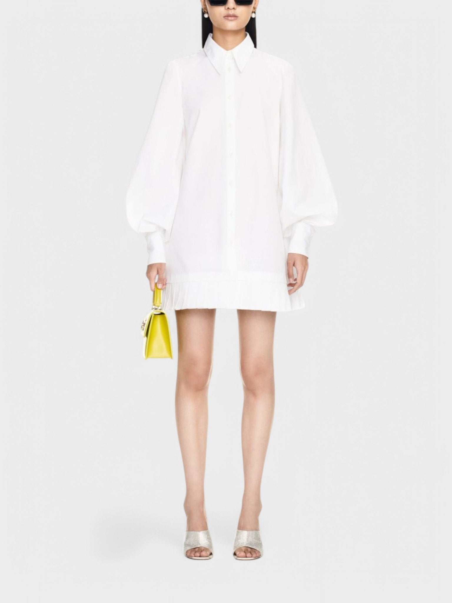 Off - White Poplin Pleat Shirt Dress White - Supplied FashionOff White