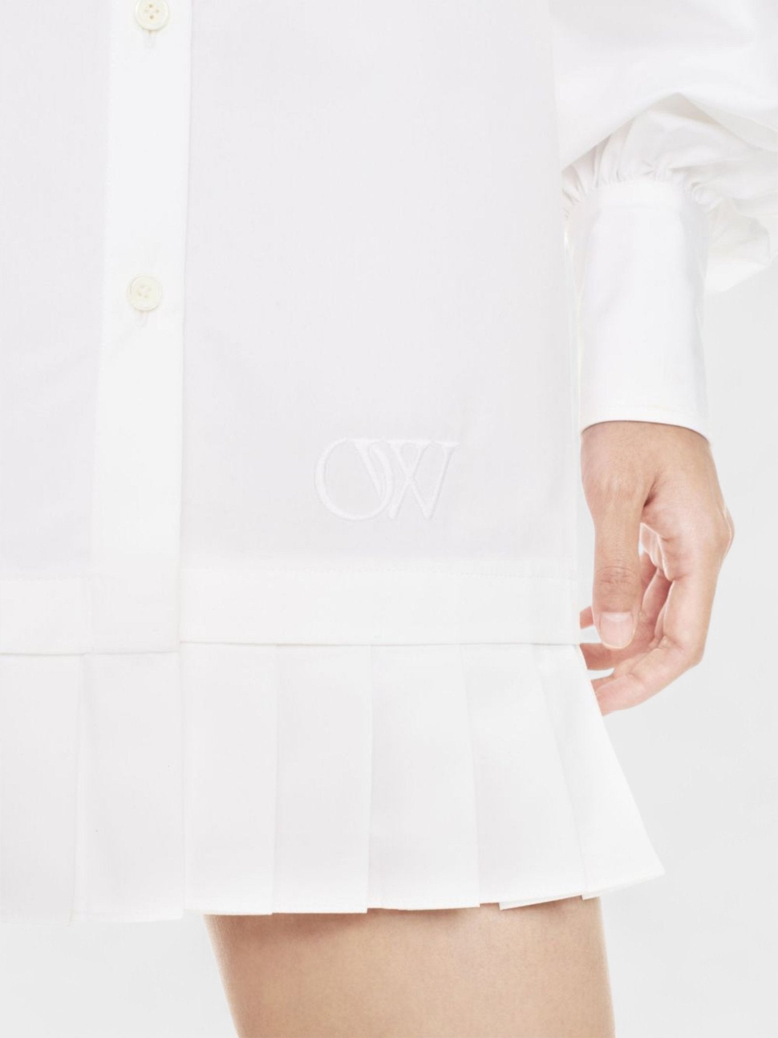 Off - White Poplin Pleat Shirt Dress White - Supplied FashionOff White