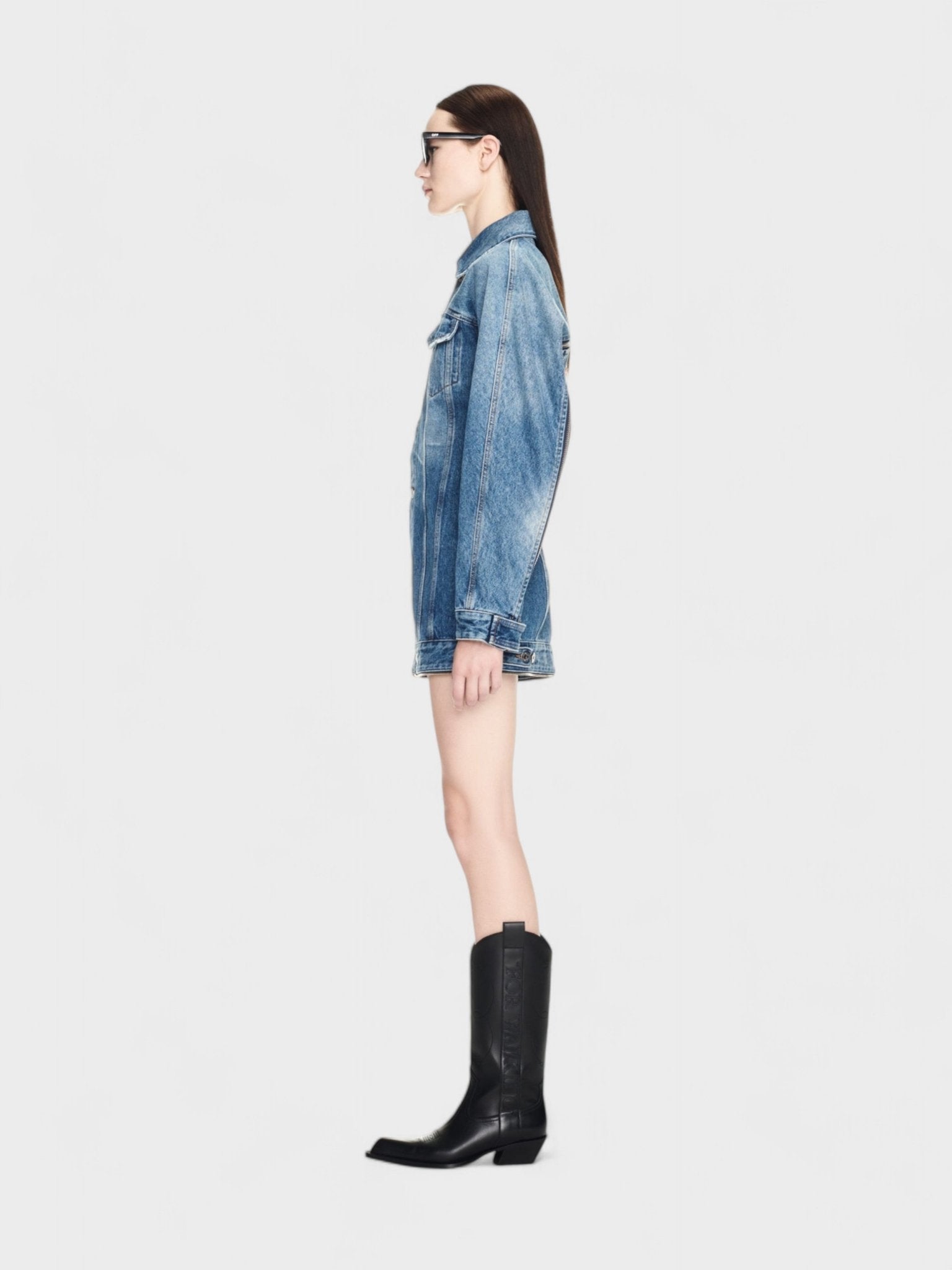 Off - White Round Zip Dress Denim Blue - Supplied FashionOff White