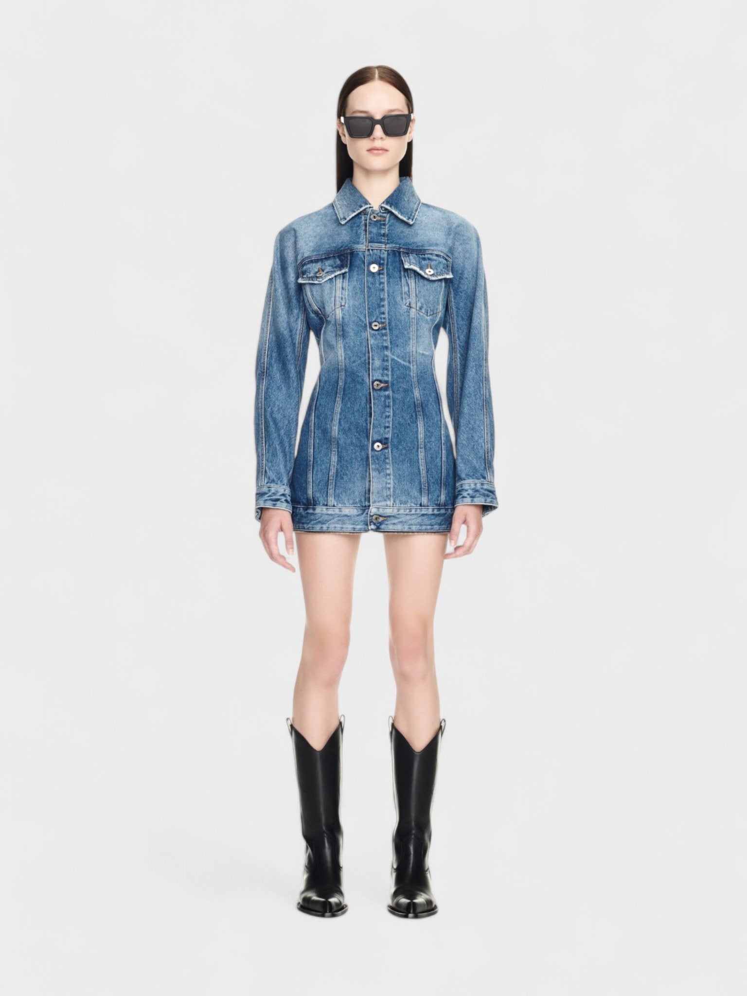 Off - White Round Zip Dress Denim Blue - Supplied FashionOff White